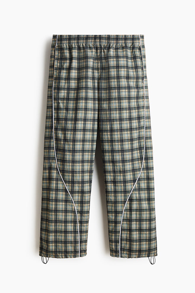 Relaxed-Fit Nylon Track Pants - Beige/checked/Dark blue/plaid - 1