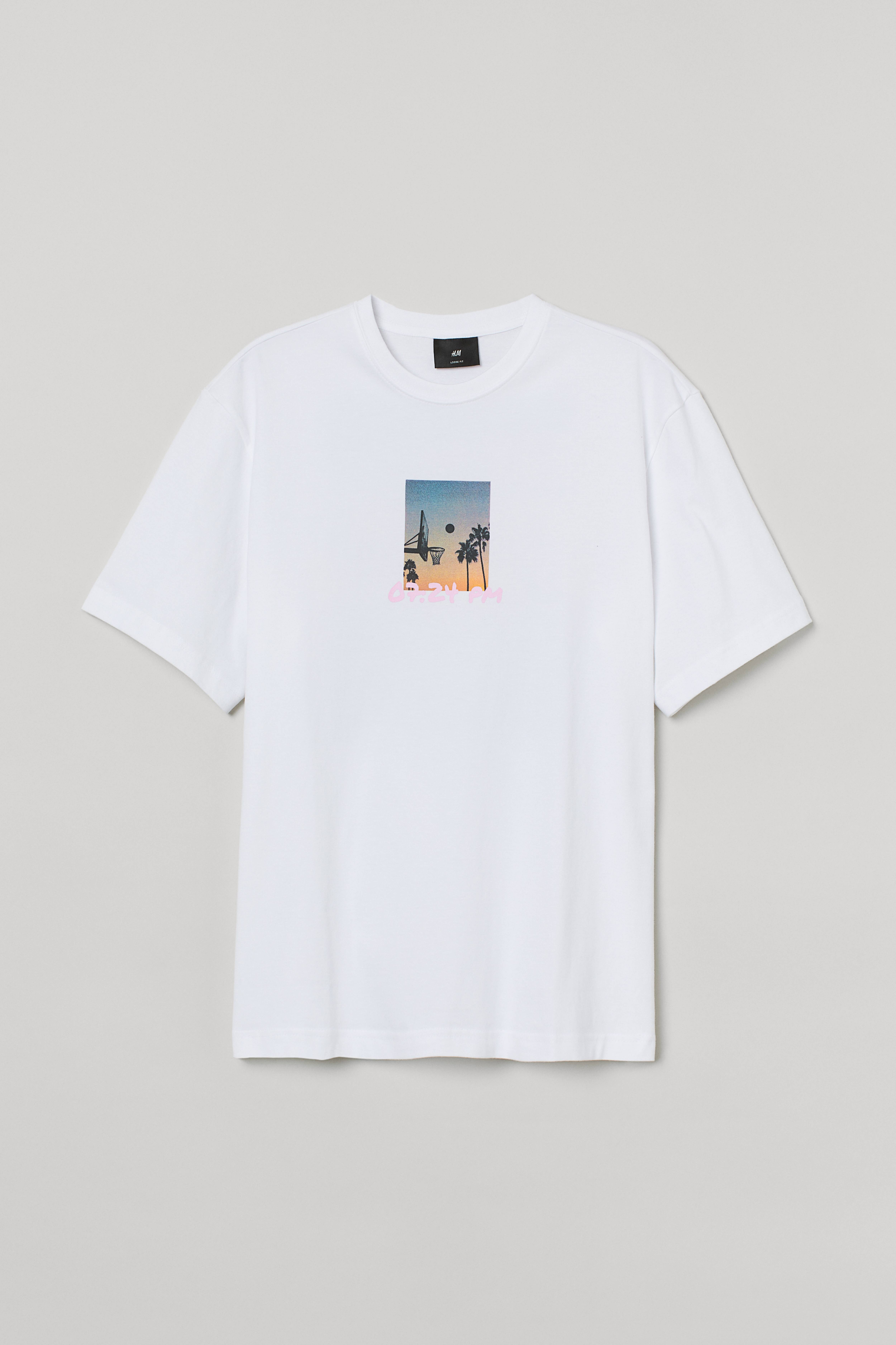 Loose Fit Printed T-shirt - White/basketball hoop - Men | H&M US