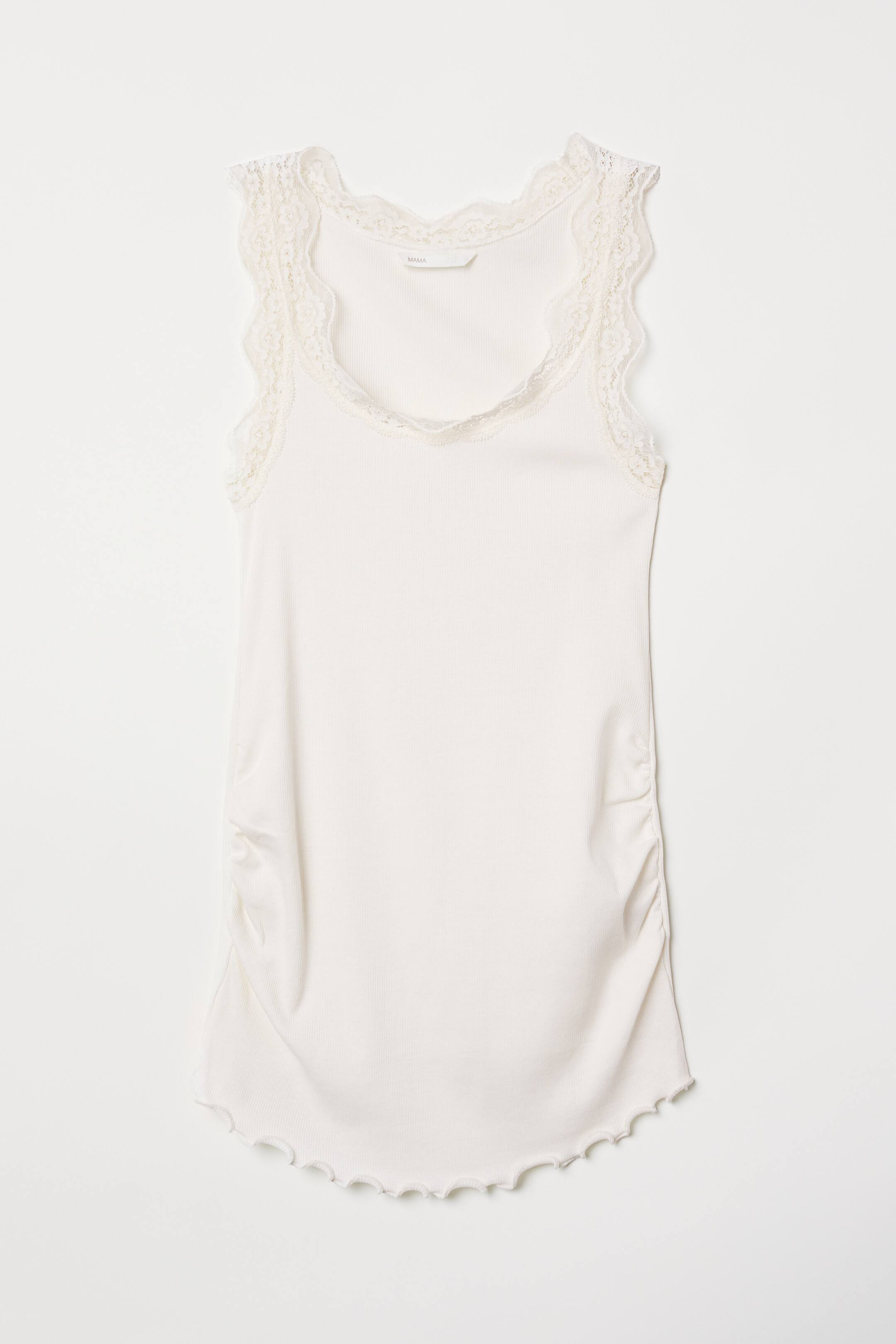 View larger image: MAMA Lace-trimmed vest top - White - Ladies | H&M 1