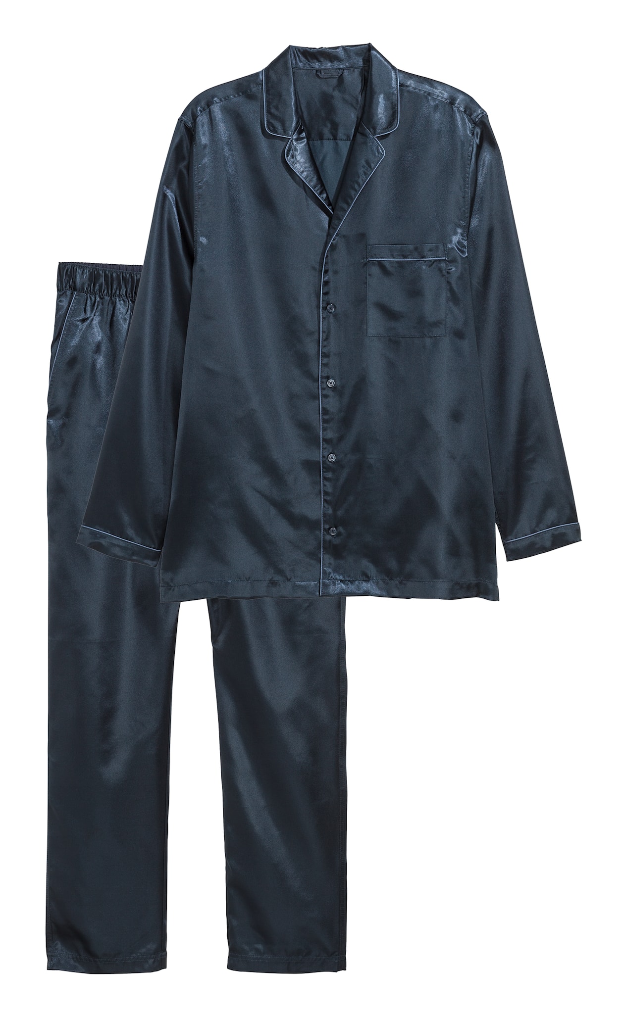 Satin pyjamas - Dark blue - Men | H&M GB