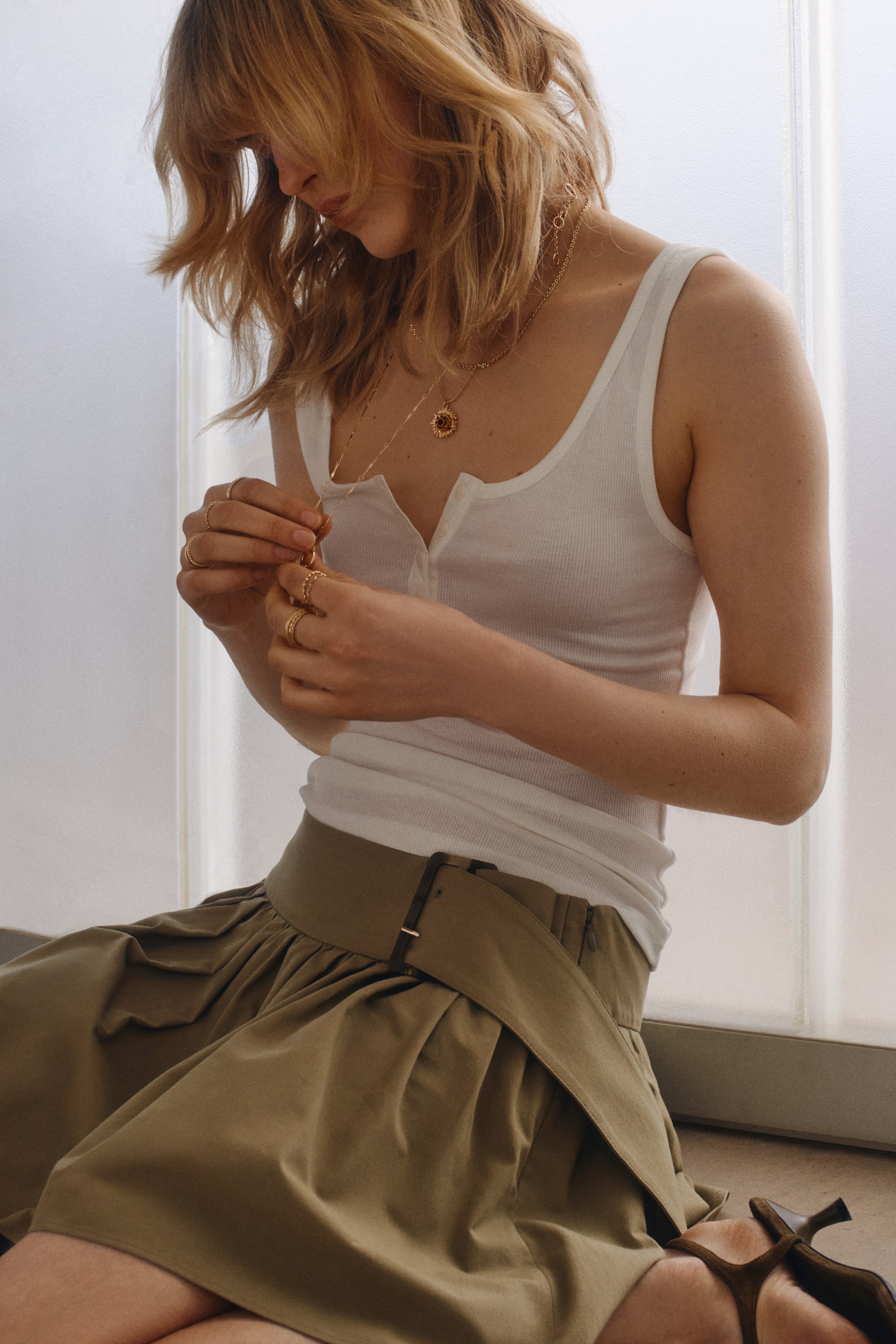 Flared Cotton Mini Skirt