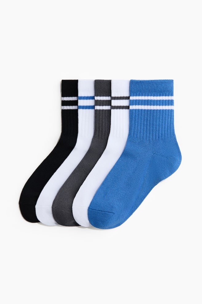 5 perechi de șosete de sport cu DryMove™ - Albastru-aprins/Alb/dungi/Gri-melanj/alb/Albastru/dungi/Liliachiu-glacial/gri-închis/Roșu-burgund/dungi/Roșu/negru/Roz/verde/alb - 1