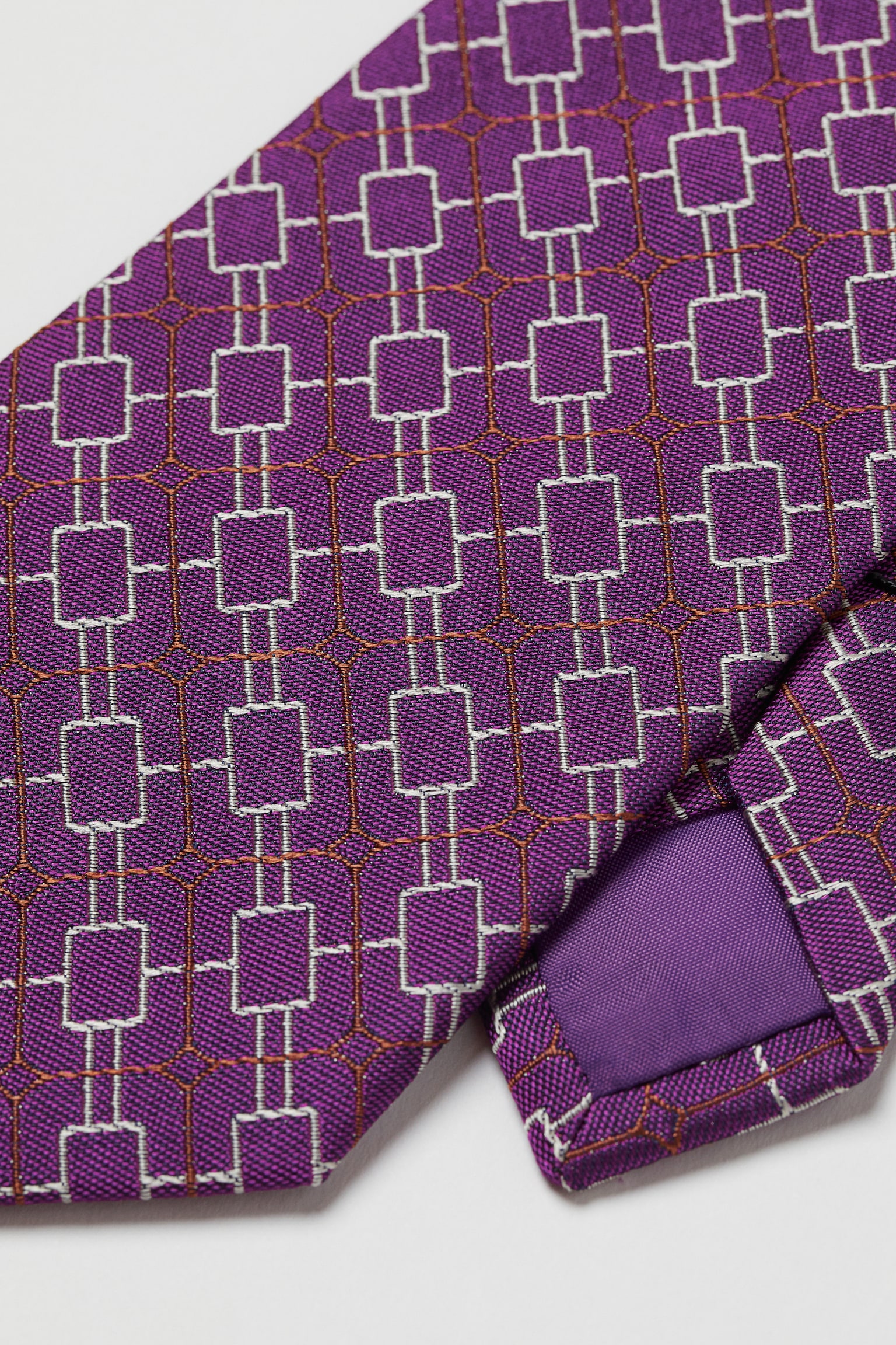 Mulberry silk tie - Purple/Patterned - 2