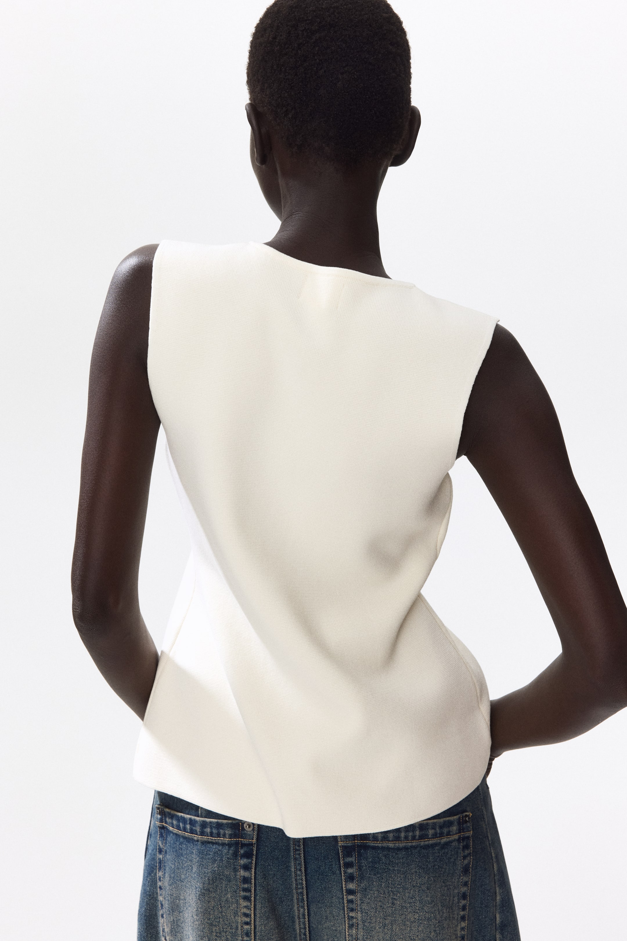 Sleeveless Button-Front Top