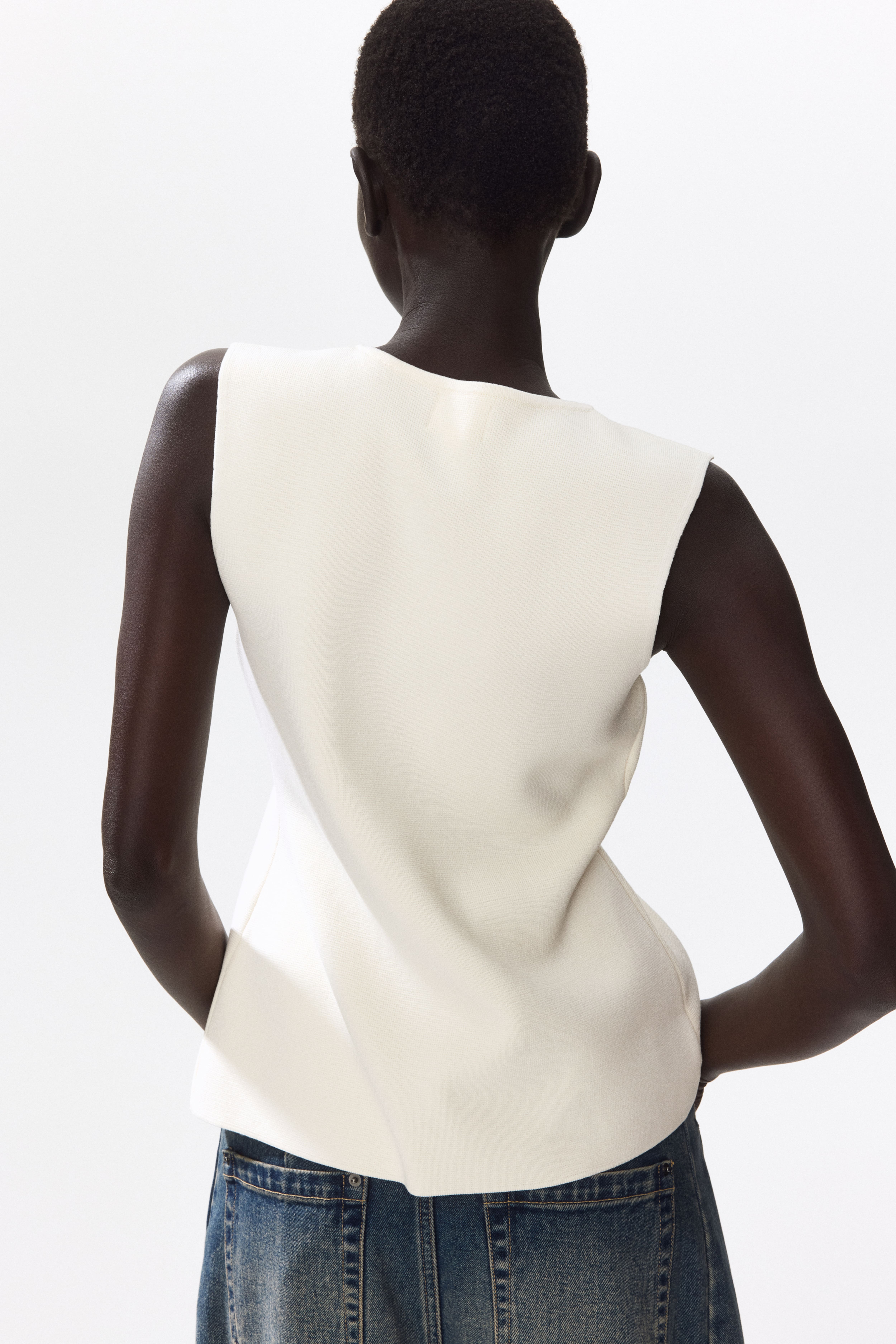 Sleeveless Button-Front Top