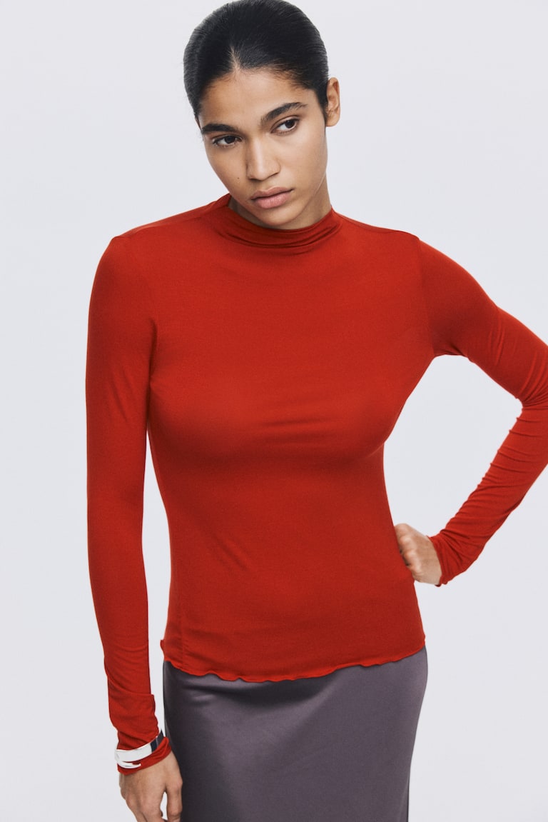 Turtleneck top Red Ladies H&M IN - Main Image