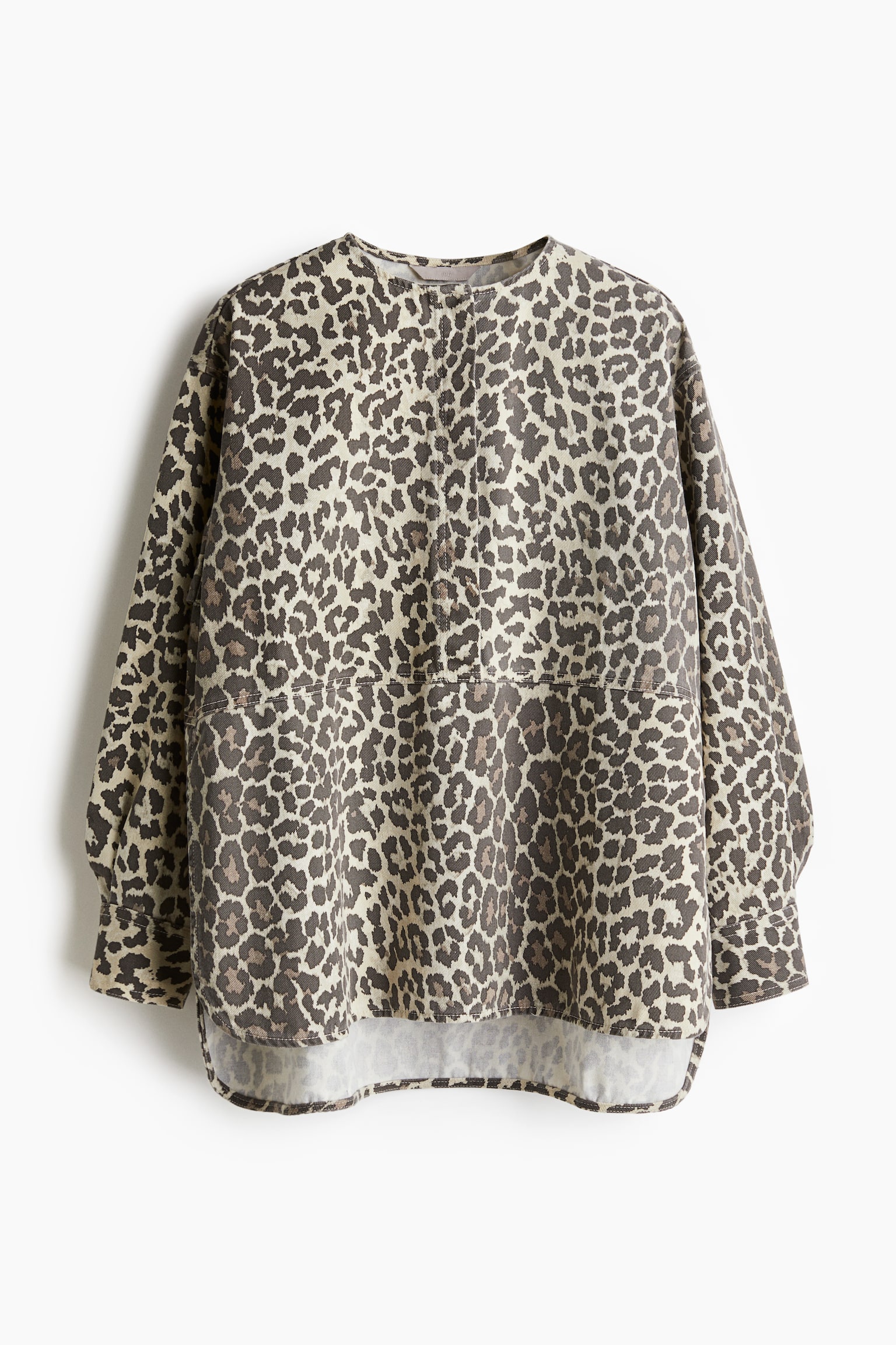 Женский свитер H&M Pullover Twill Blouse, цвет: Бежевый / Леопардовый с принтом — фото 1