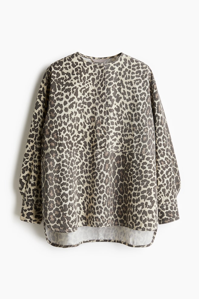 Pullover Twill Blouse - Light beige/leopard print - 1