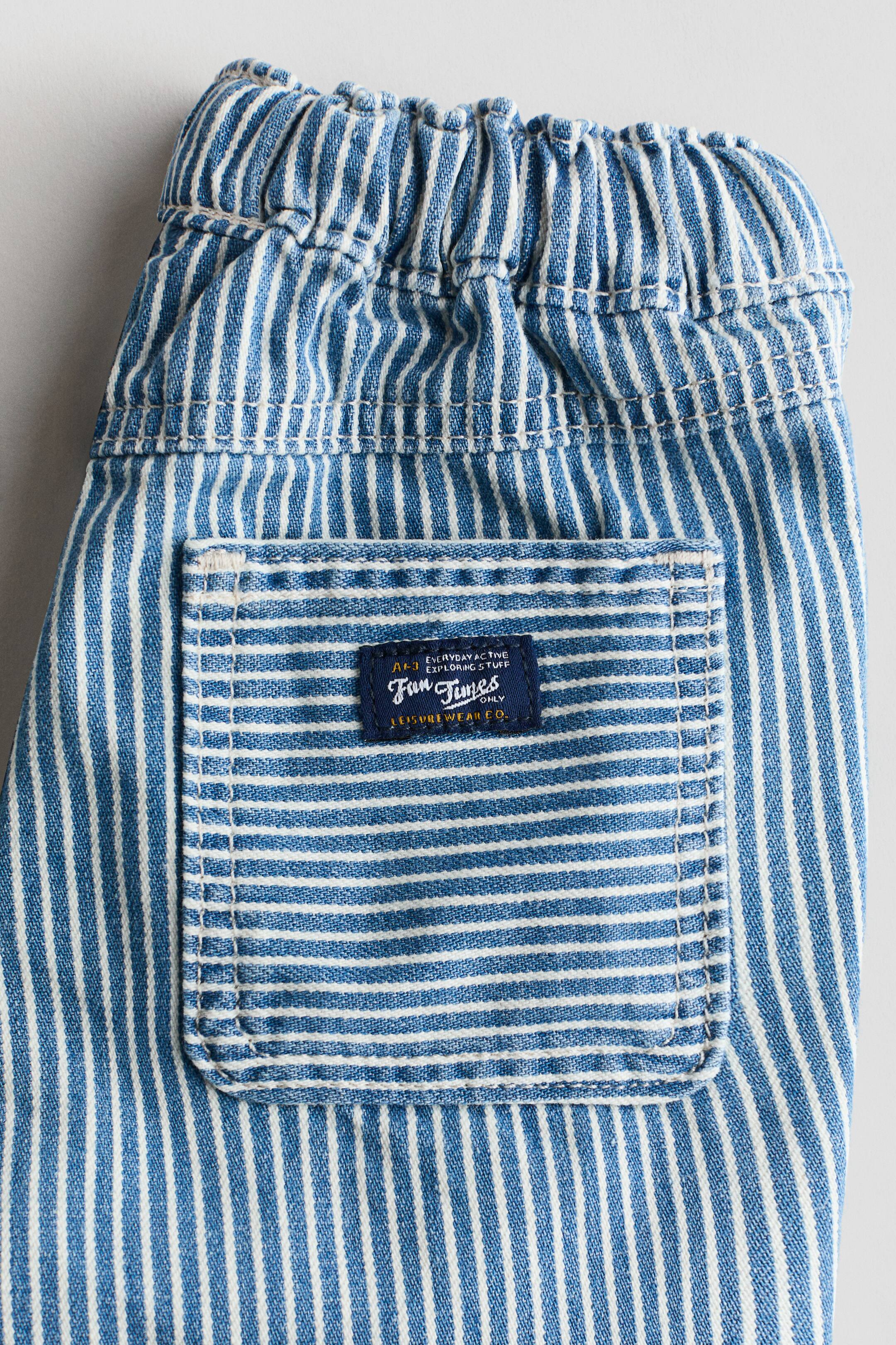 Cotton Twill Joggers - Blue/white striped - Kids | H&M US