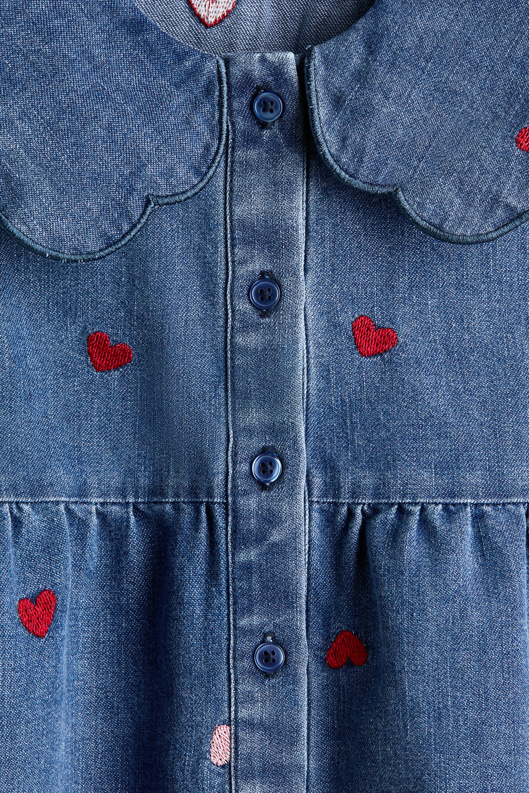 Embroidered-Detail Denim Dress