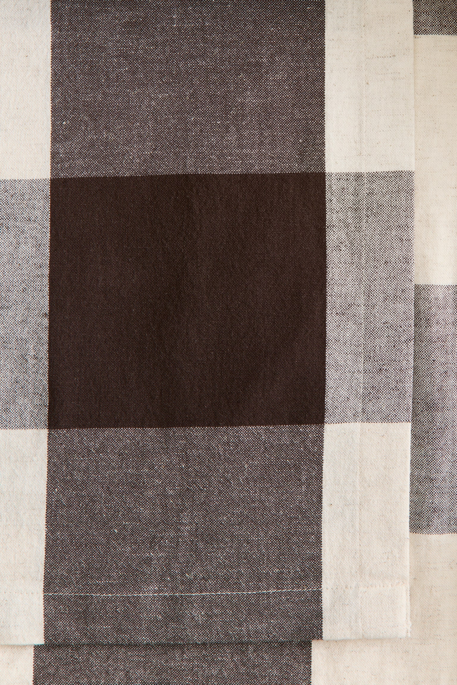 מפת שולחן מתערובת פשתן - חום כהה/משבצות גינגהאם - 4