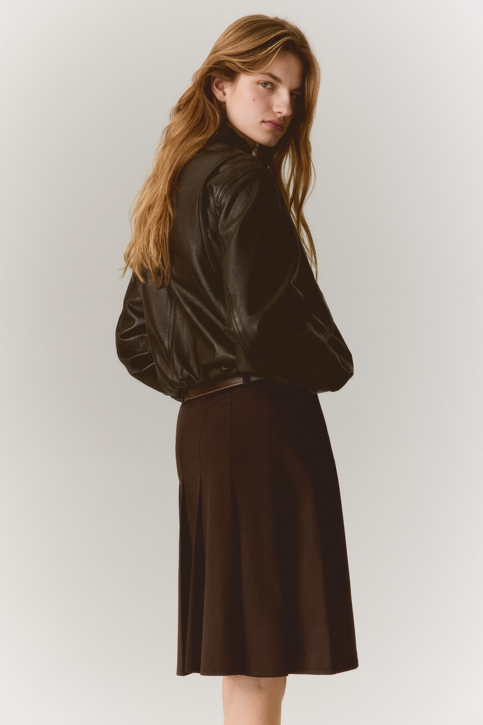 Belted skirt - Dark brown - 3