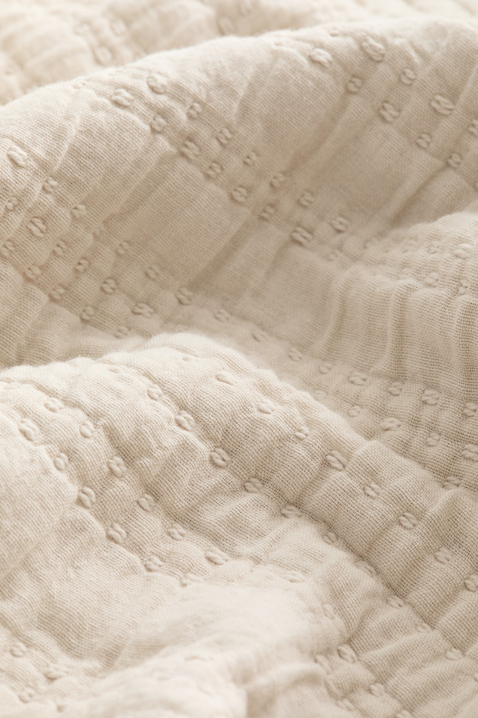 Cotton muslin bedspread - Light beige/Mole - 3