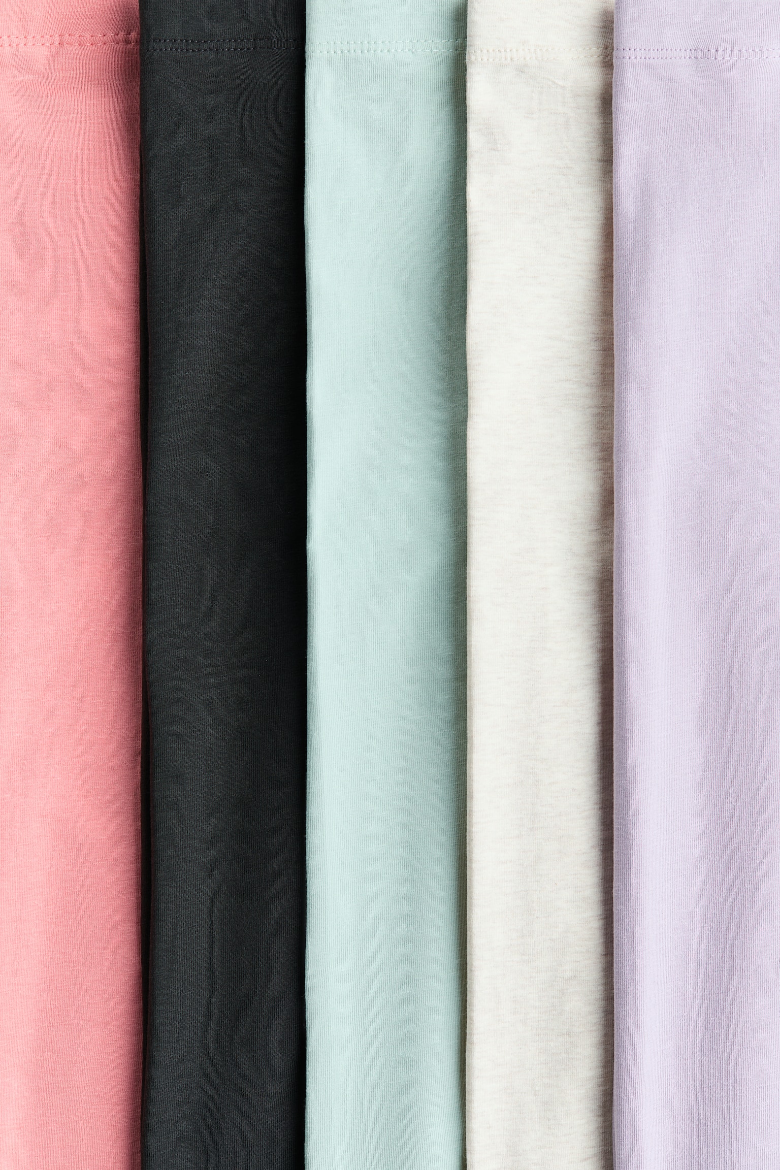 Žerzejové legíny 5 kusů - Světle fialová/peprmintová/Světle růžová/leopardí potisk/Šedá/růžová/Černá/Světle fialová/modrá/Černá/srdíčka/Tlumená růžová/tmavě červená/Tmavě šedá/světle růžová/Růžová/světle fialová - 2