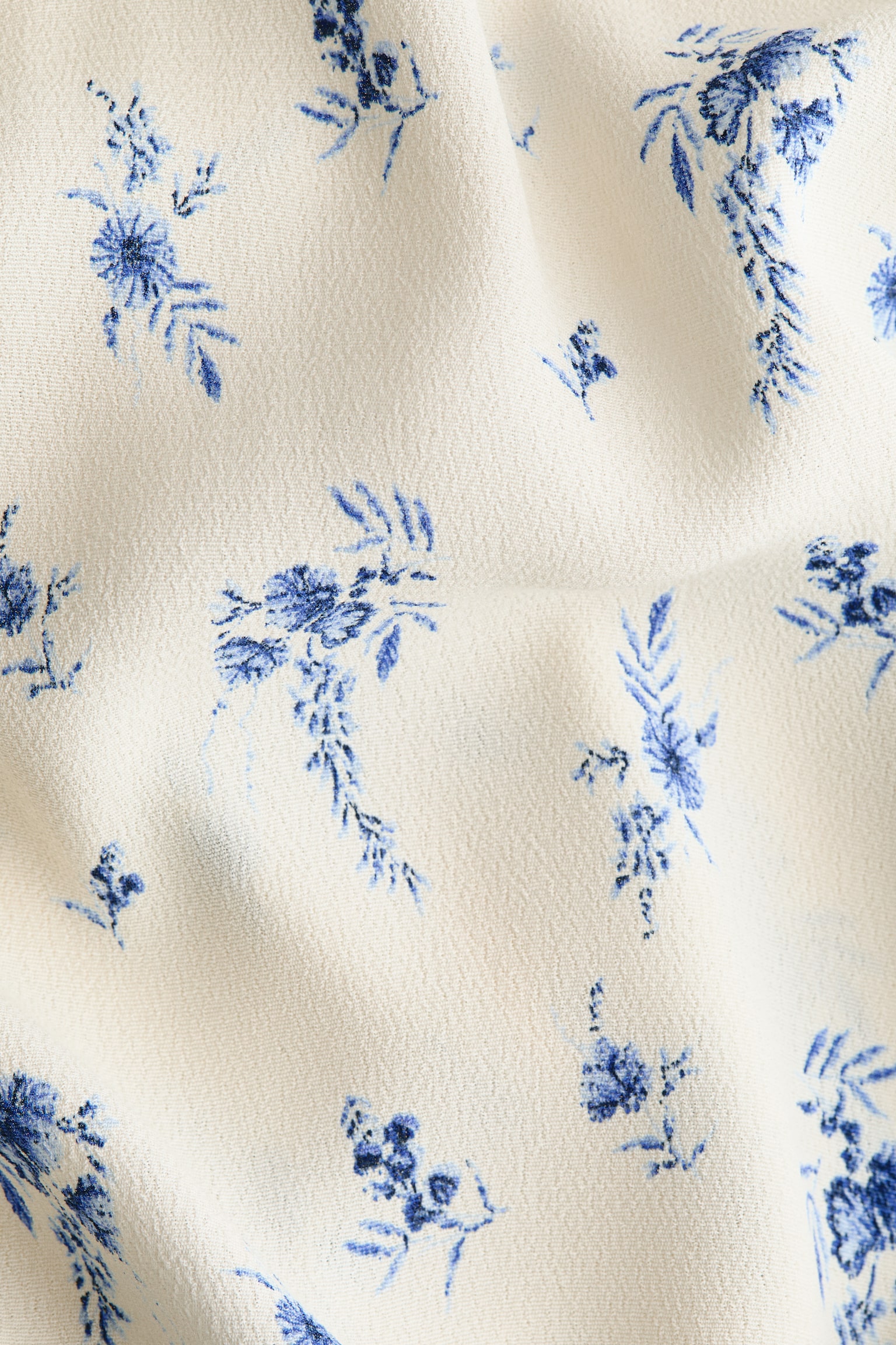 MAMA Puff-sleeved wrap dress - Cream/Blue floral/Dark brown/Polka dot - 2