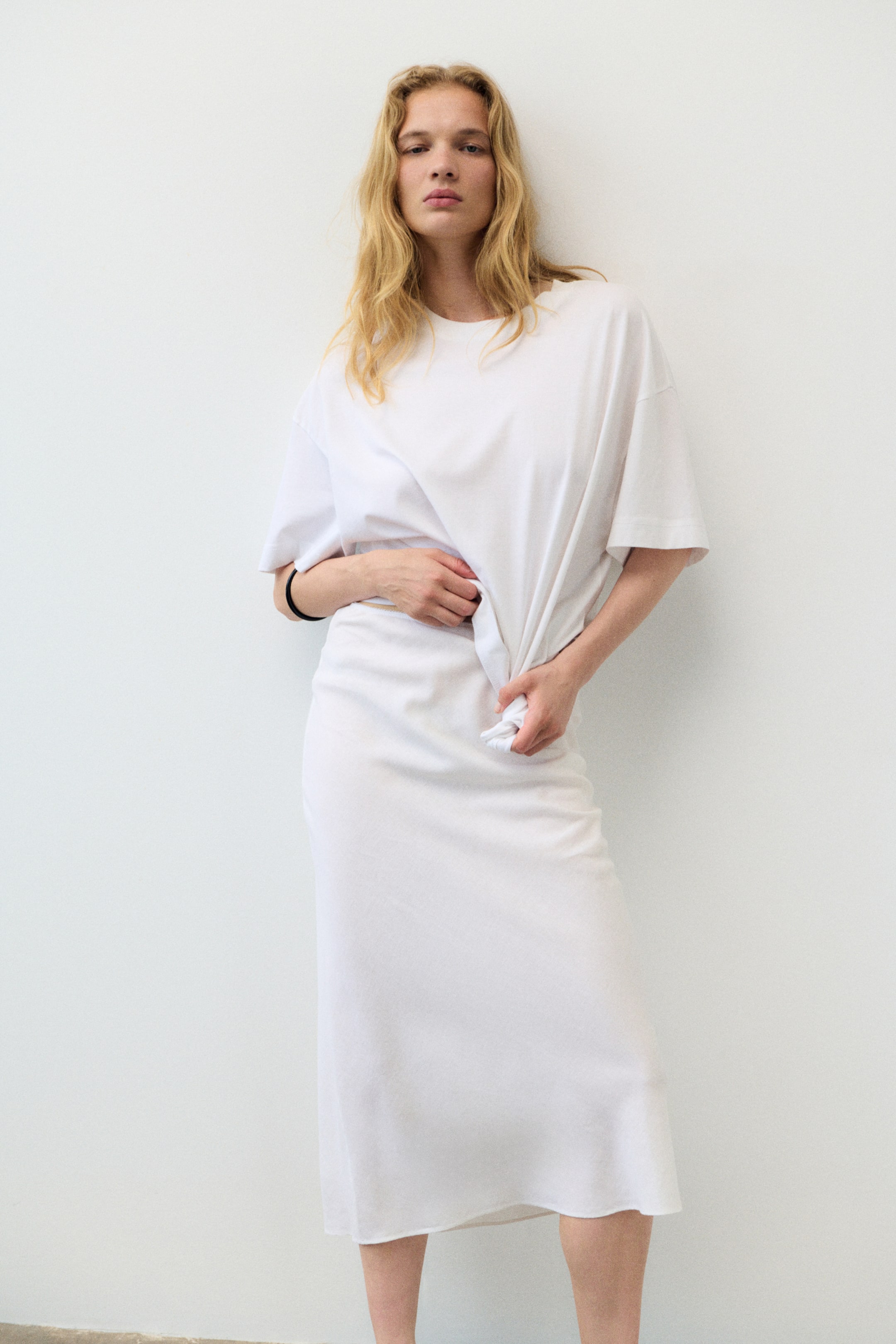 Linen-Blend Slip Skirt