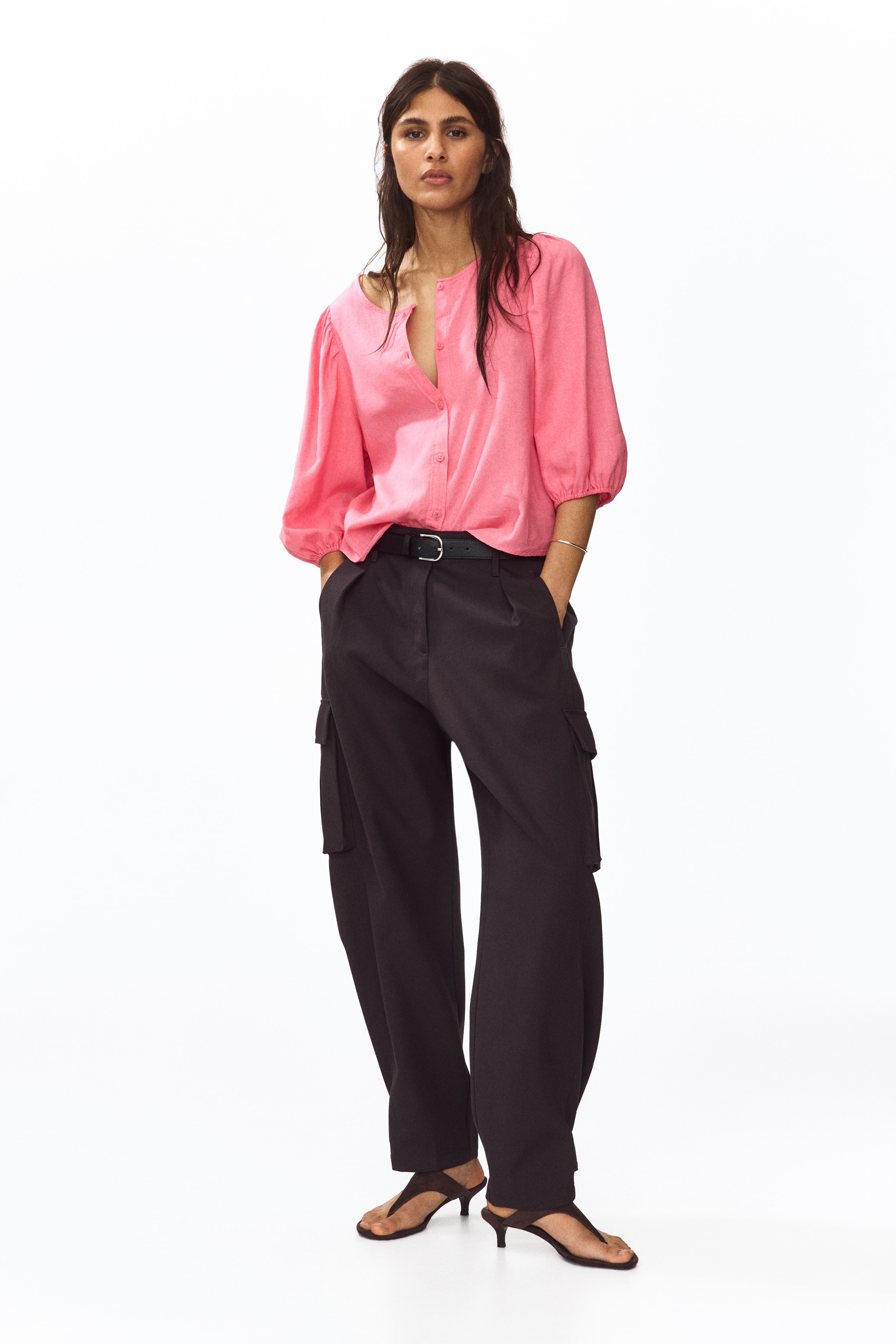 Camicetta maniche corte scollo a v rosso Molly Bracken | La Redoute