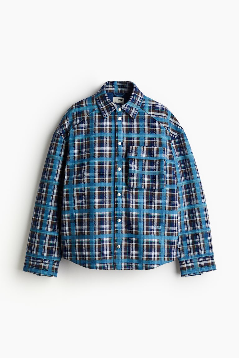 Flannel shacket Blue/Checked Men H&M GB
