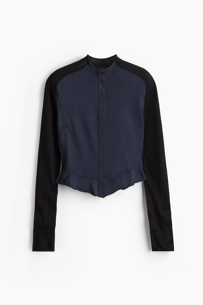 Peplum cardigan - Black/Dark blue - 1