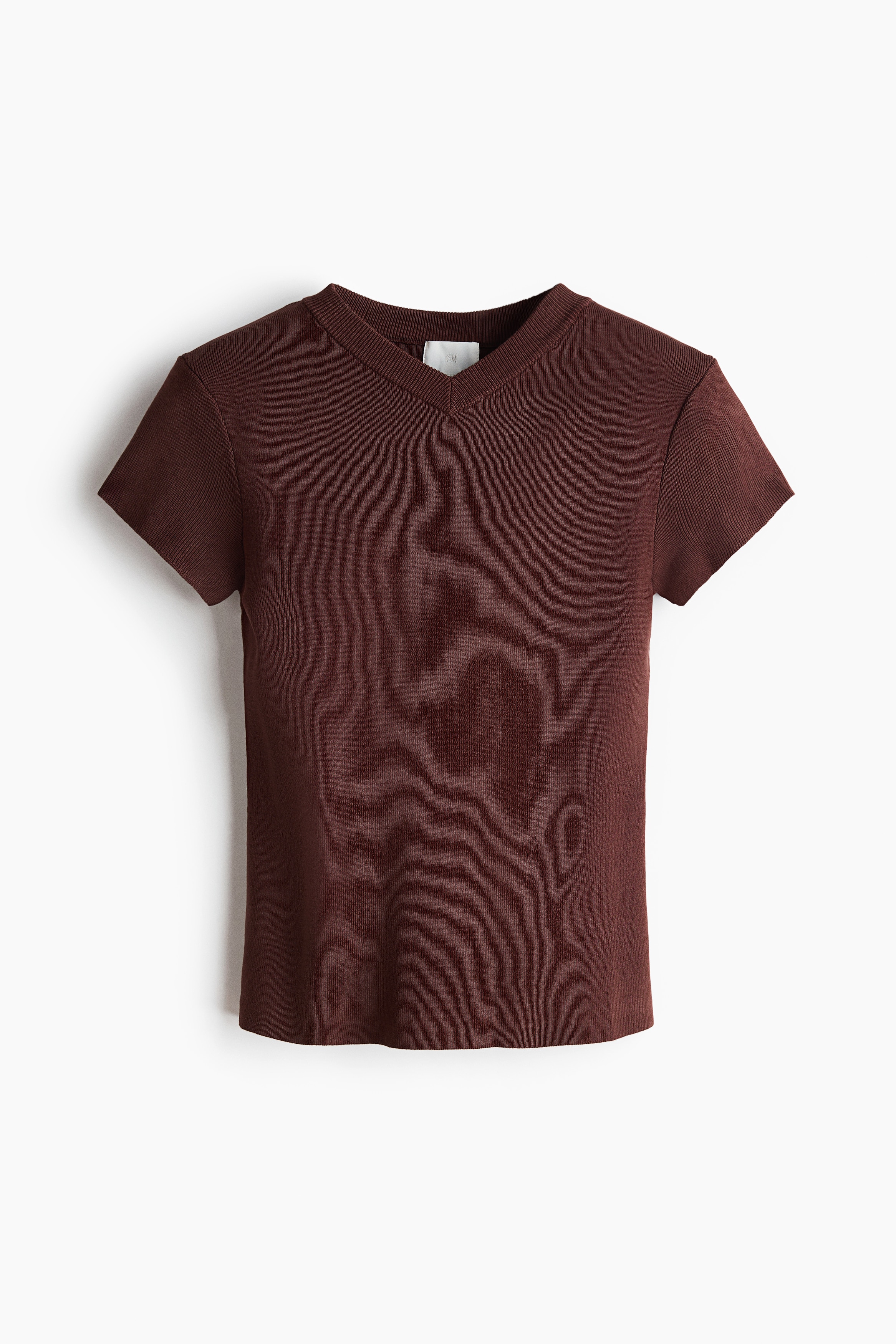 Fine-knit viscose-blend T-shirt - Light brown/Cream