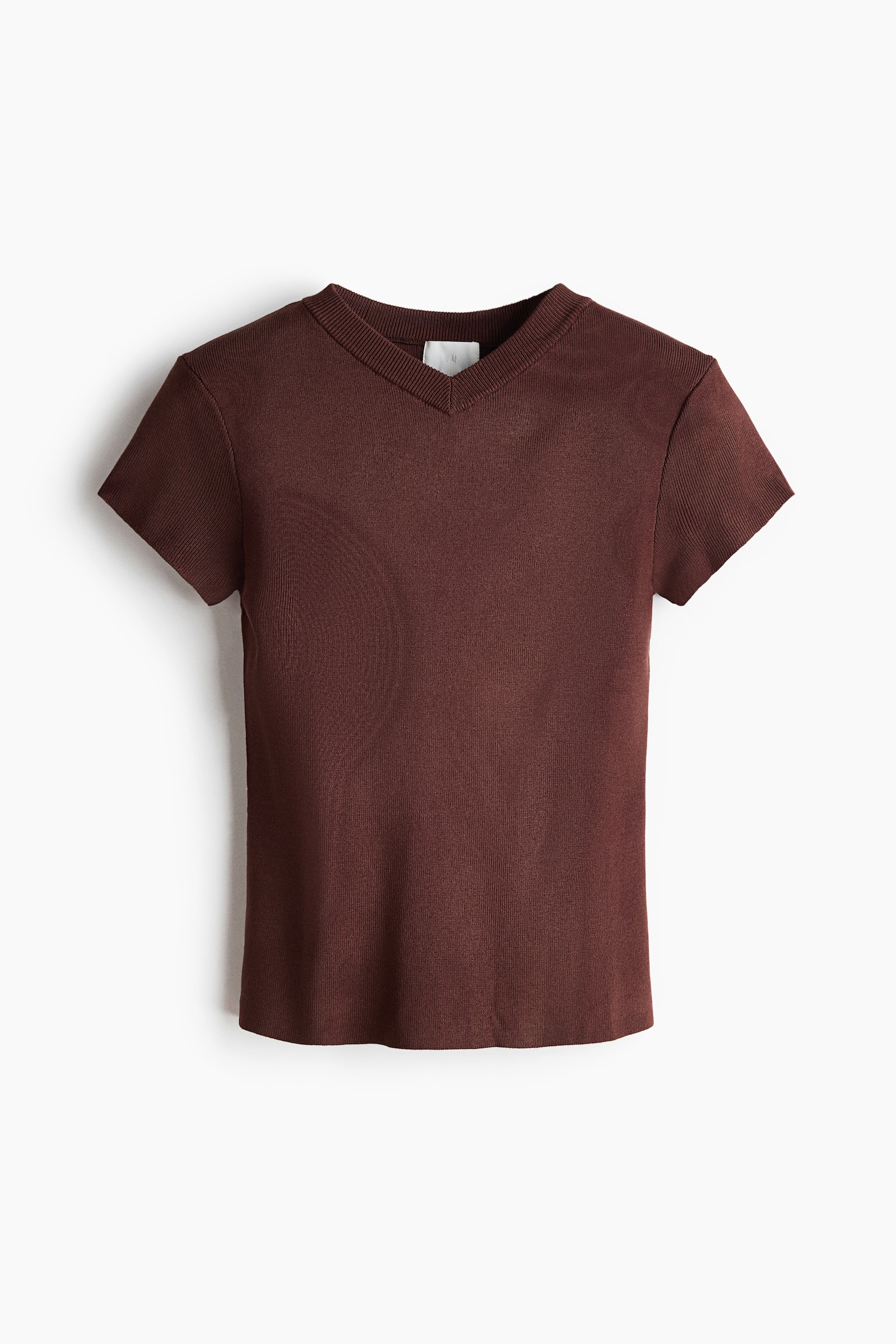 T-shirt από σύμμεικτη βισκόζη με λεπτή πλέξη - Ανοιχτό καφέ/Κρεμ - 1