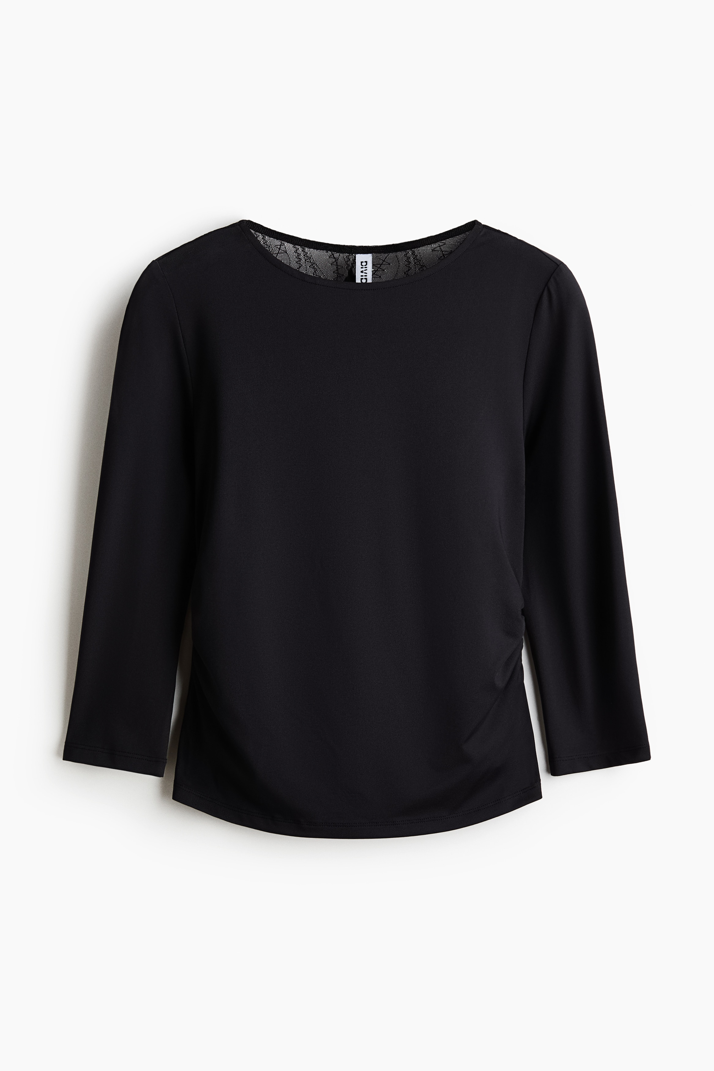 Layered Lace-Detail Top - Black/Pale gray