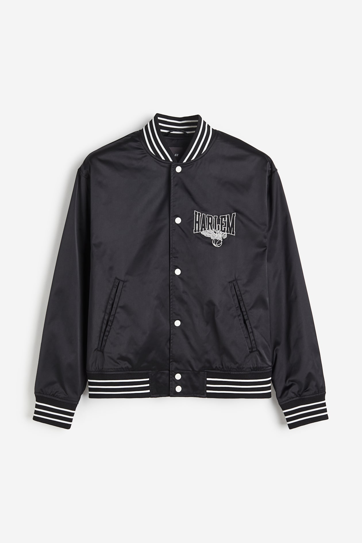 Harlem Rens Jacket Men’s Black/Harlem Satin Baseball Jacket | H&M US