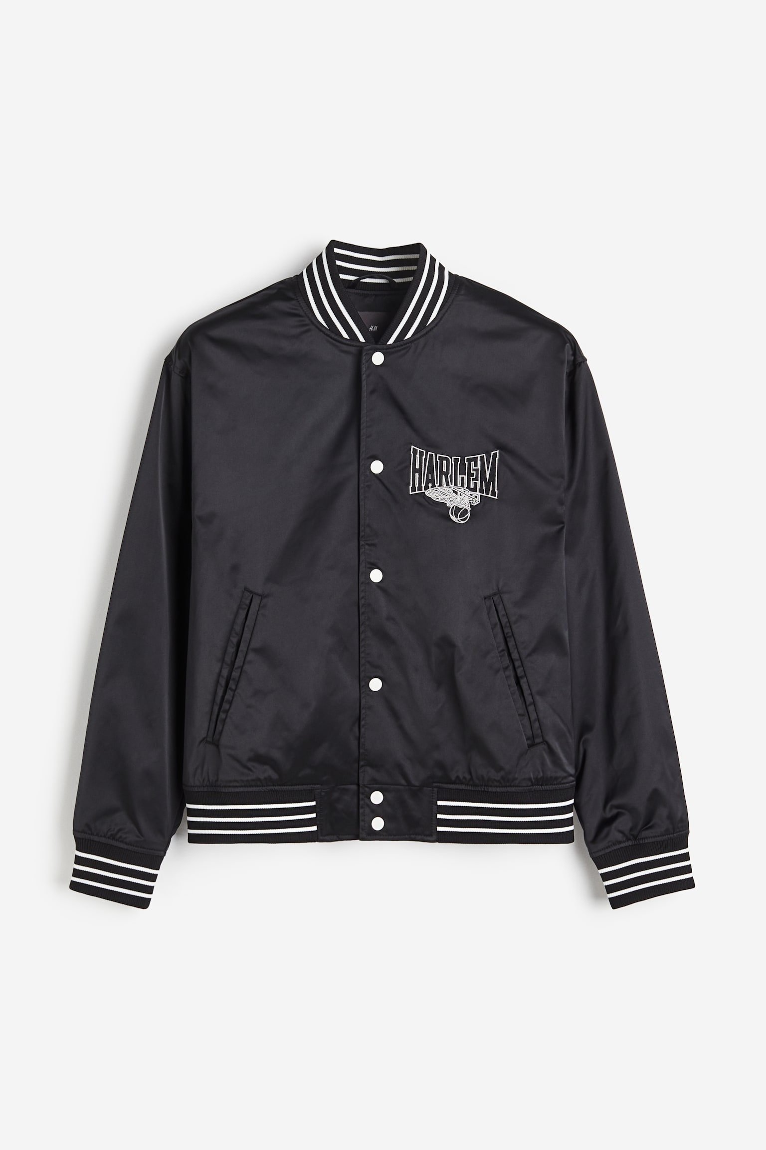 Satin Baseball Jacket - Black/Harlem - 2