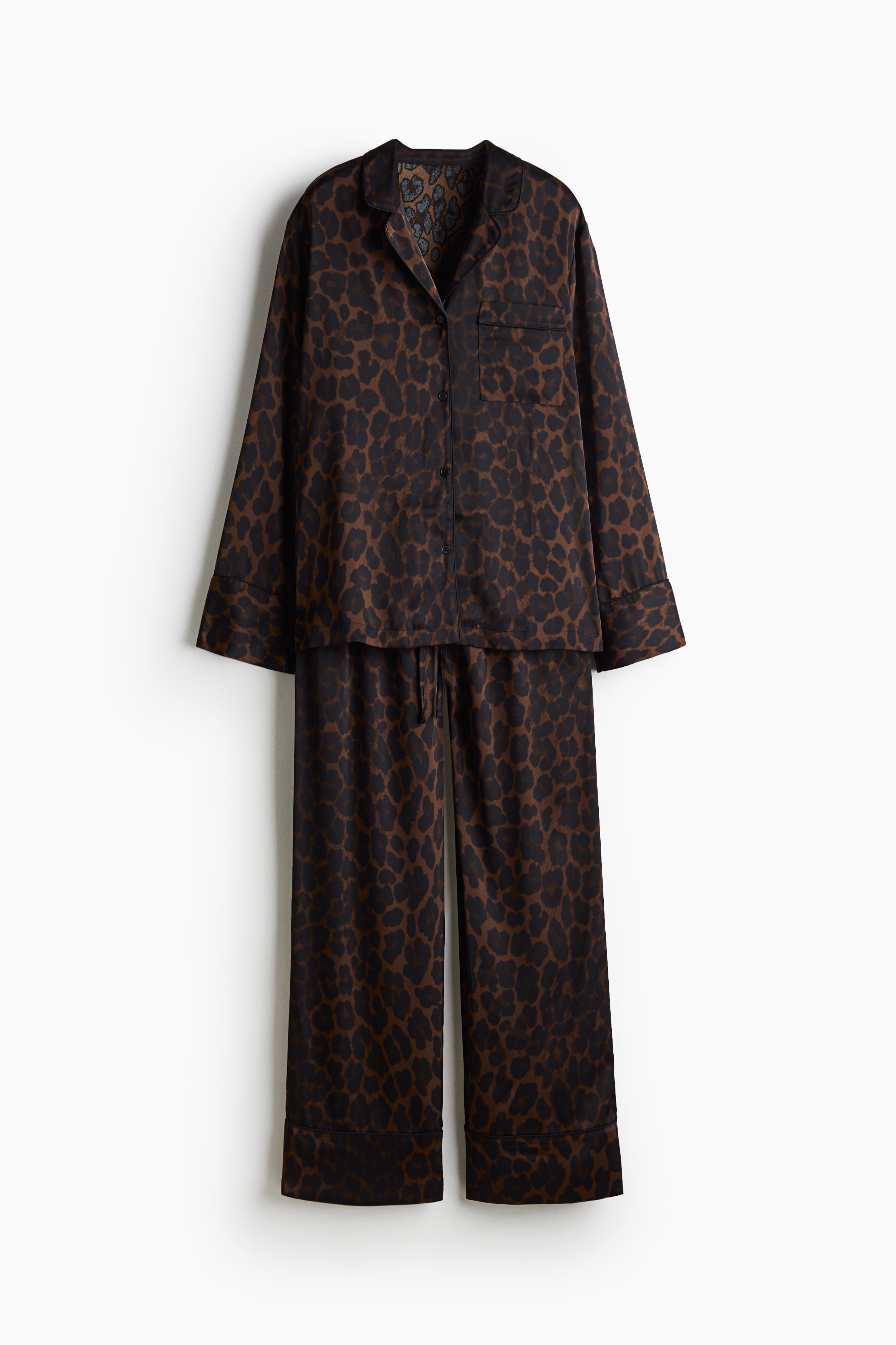 Satin pyjamas - Brown/Leopard print