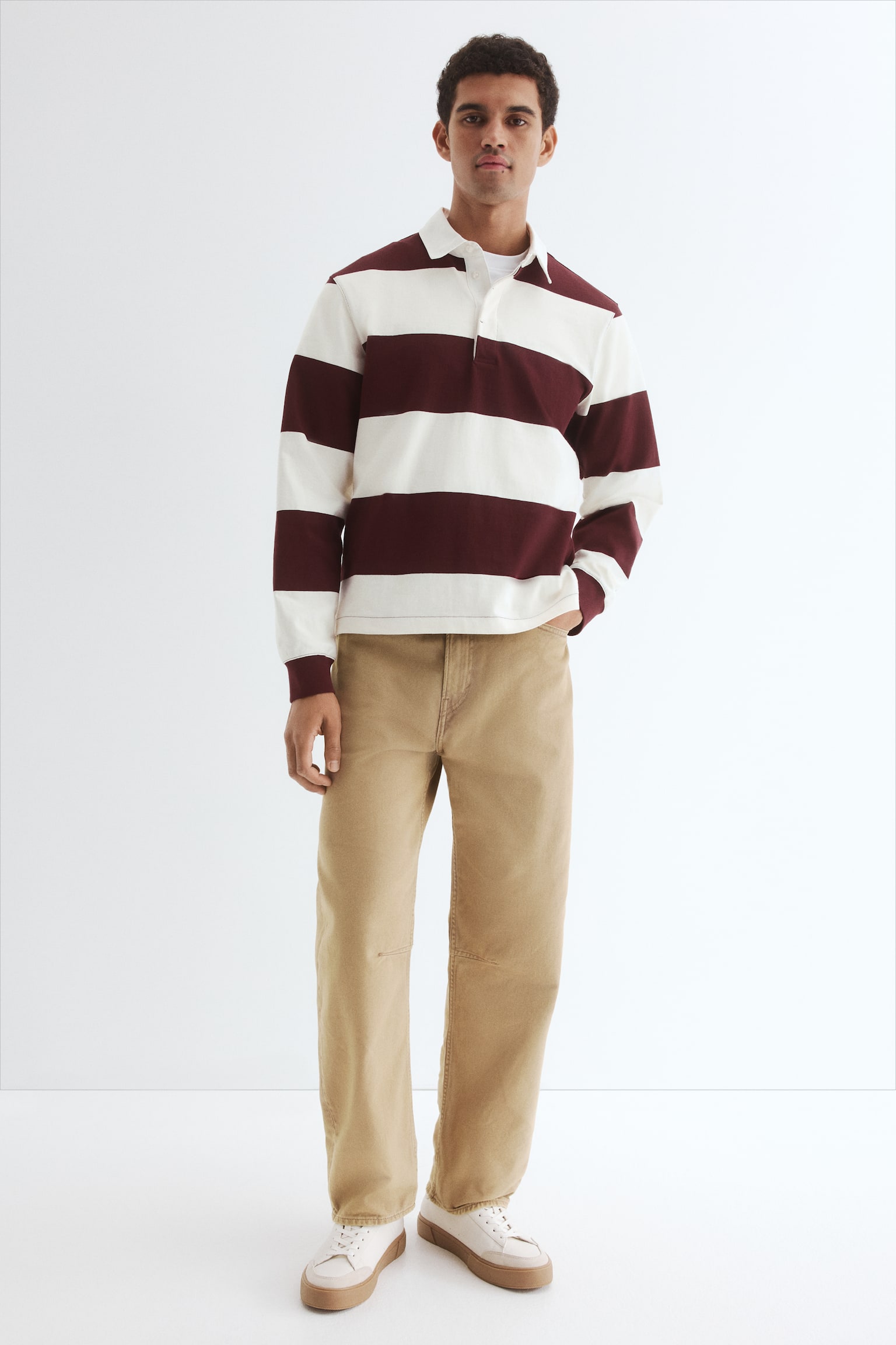 Playera Rugby Regular Fit de algodón - Borgoña/Rayado/Verde oscuro/Blanco - 6