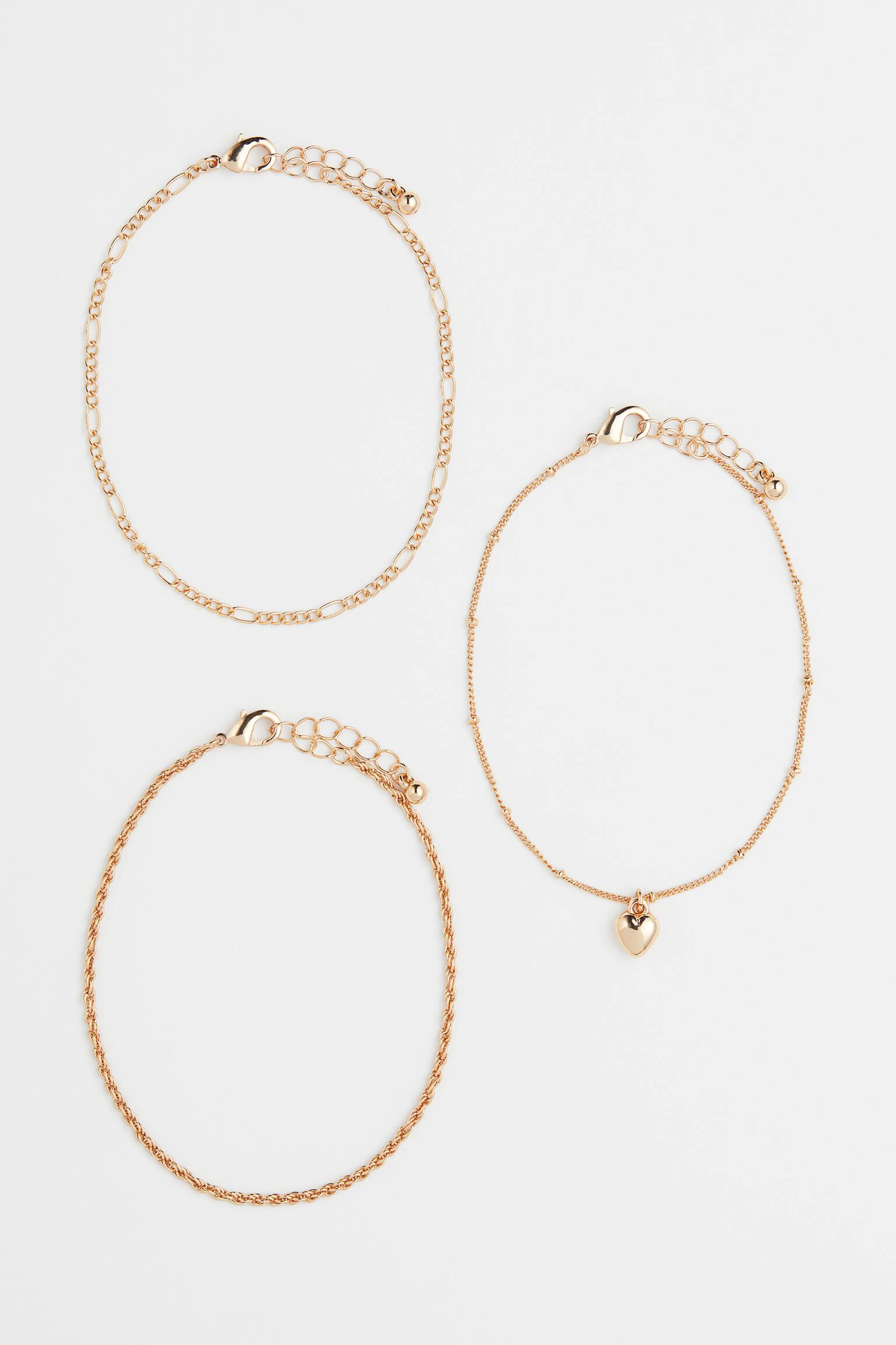 3-pack Anklets - Gold colour - 1