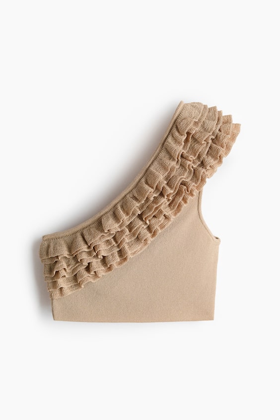 Женские топы H&M Ruffled One-Shoulder Crop Top