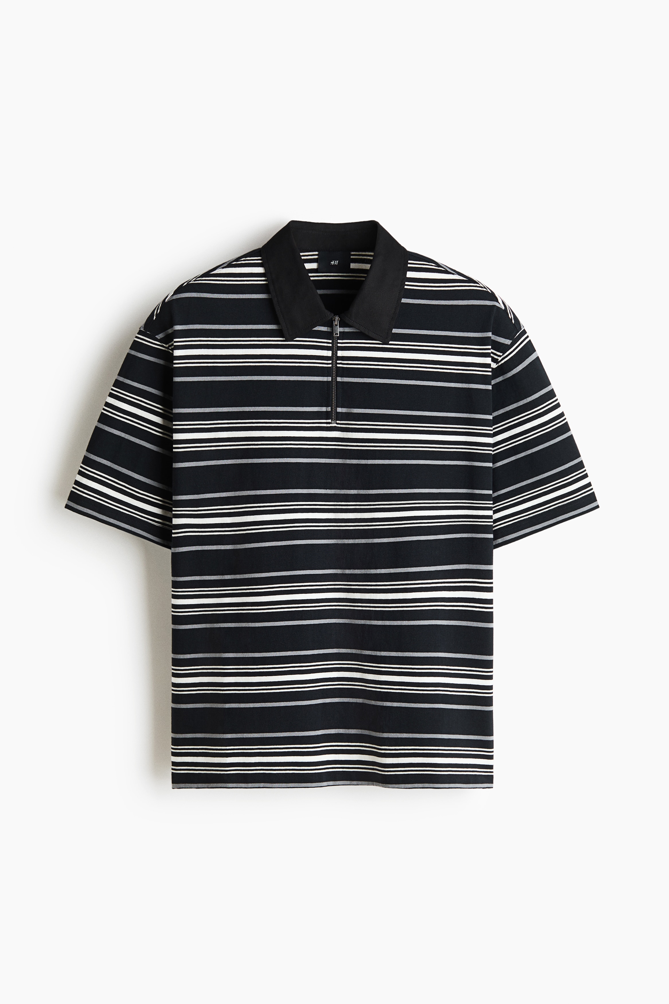 Áo rugby Loose Fit - Màu đen/Kẻ/Màu kem/Kẻ