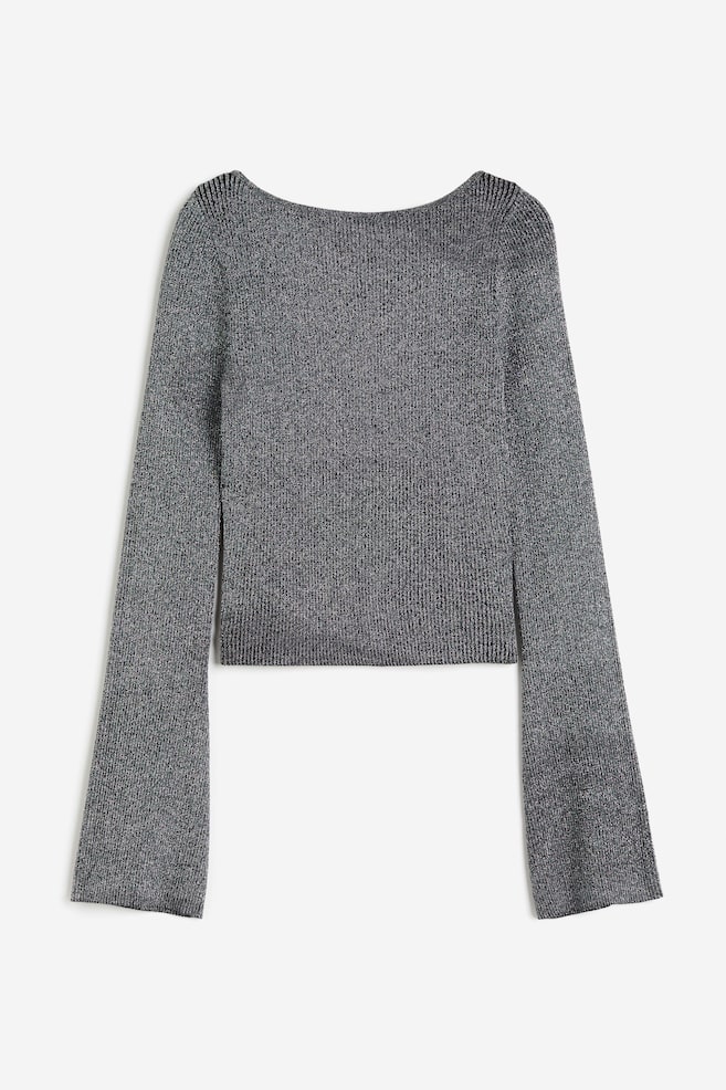Rib-knit top - Dark grey/Glittery/White - 2