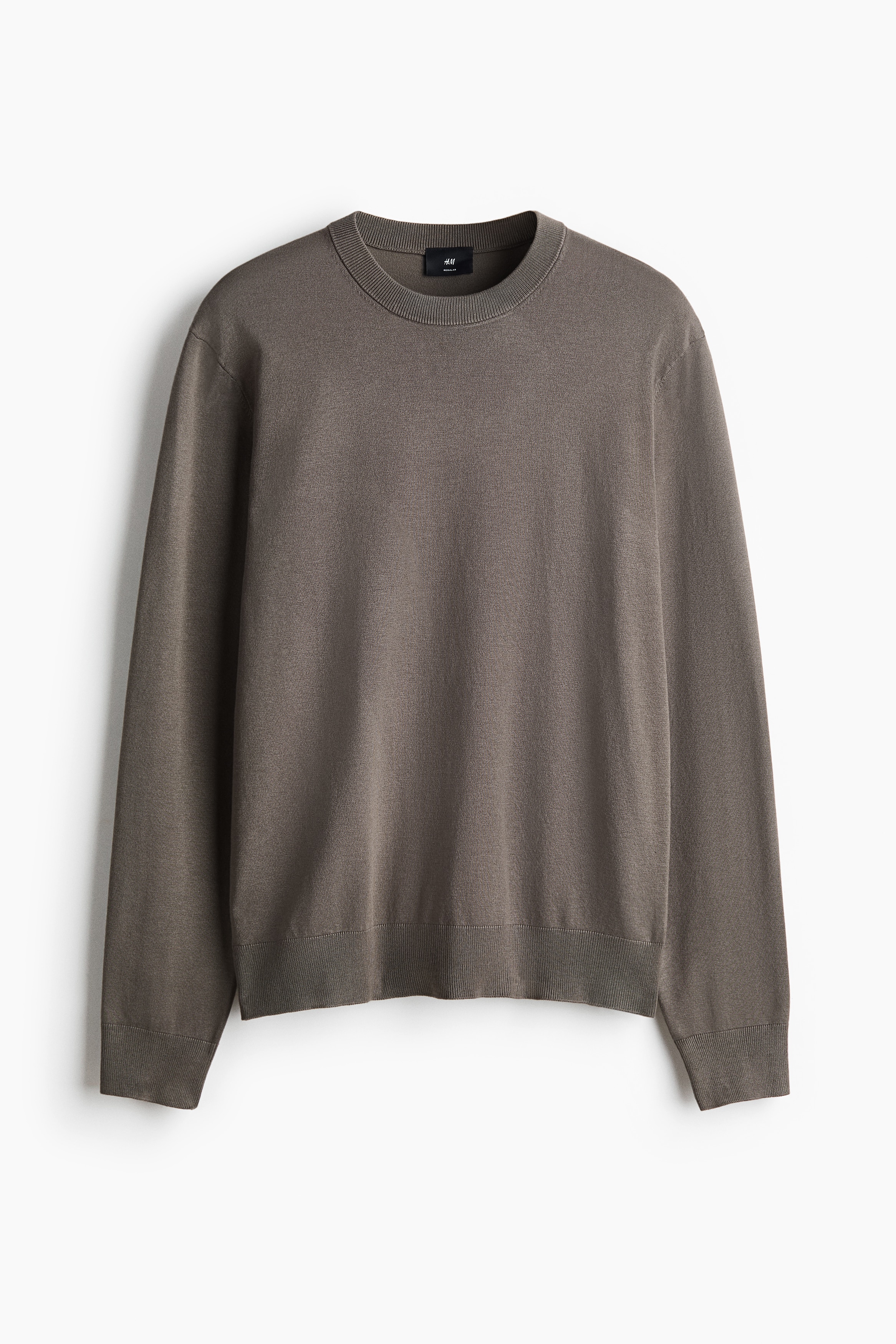 Regular-Fit Fine-Knit Sweater - Dark taupe/Black