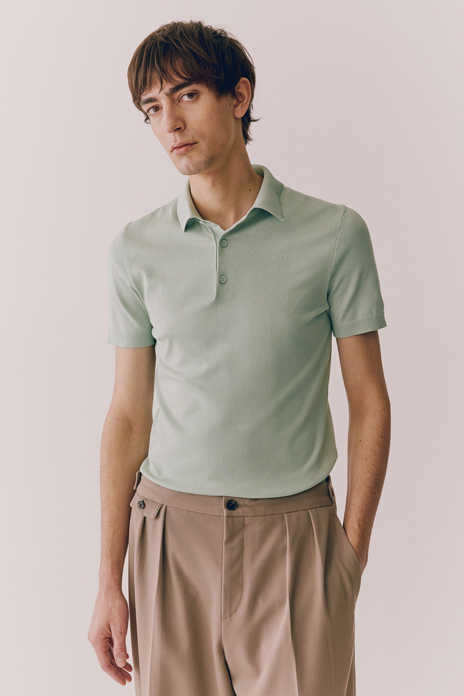 Slim Fit Polo shirt - Mint green/White/Light blue/Yellow/Navy blue/Beige marl - 1