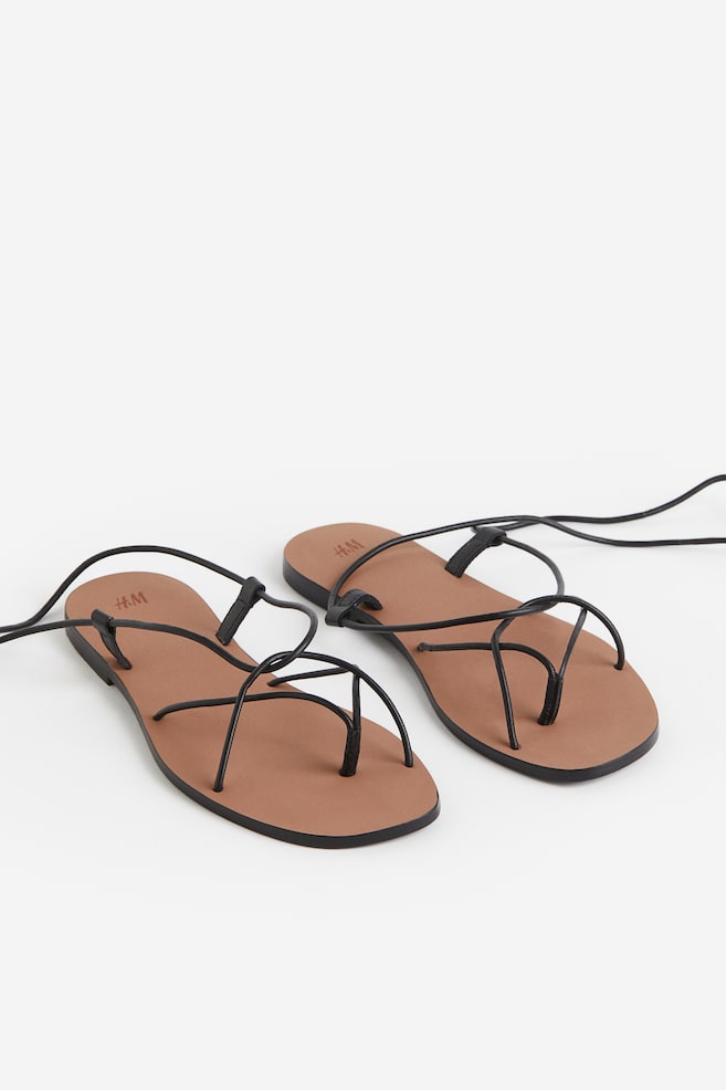 Leather sandals - Black/White - 6