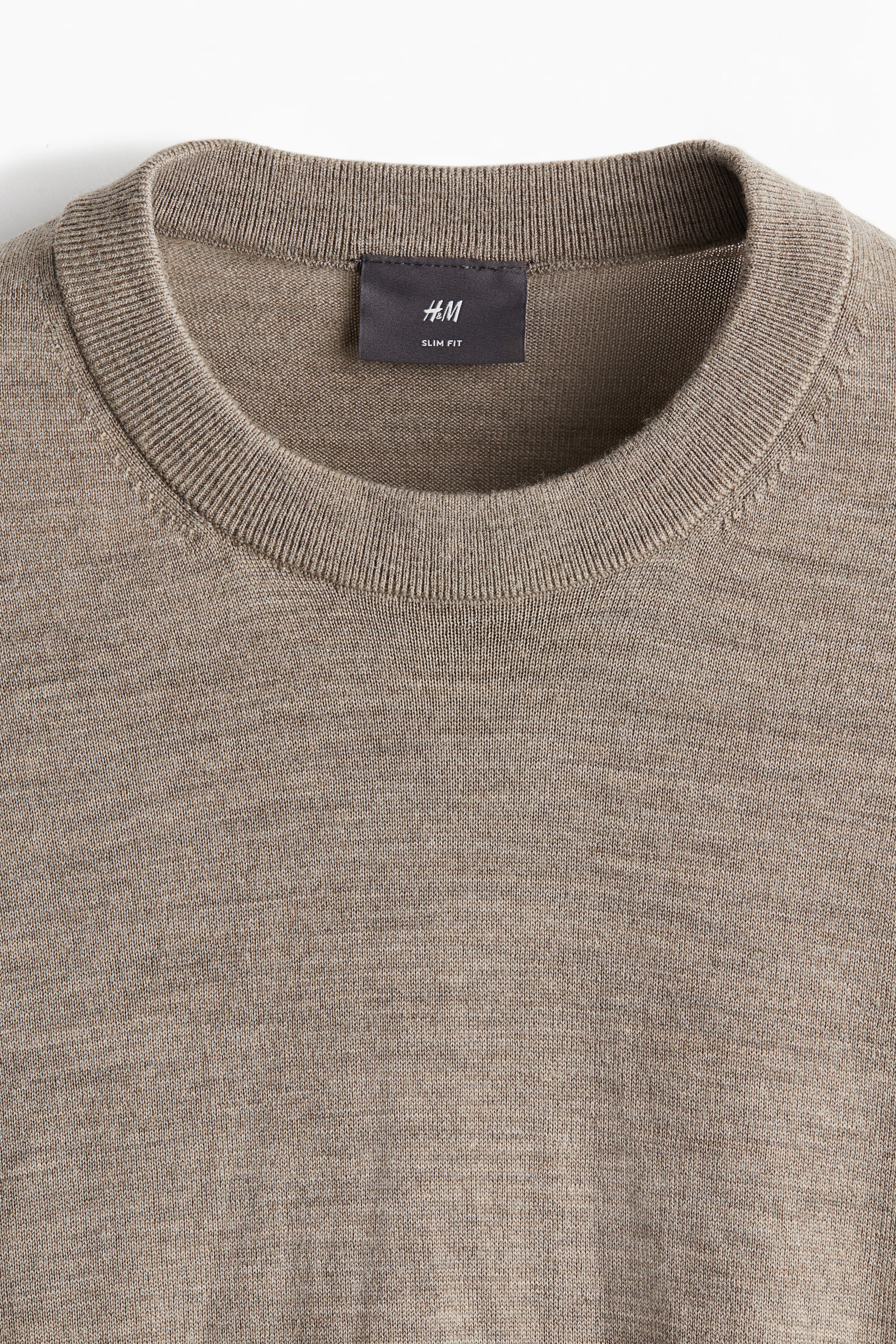 Slim Fit Wool jumper - Greige - Men | H&M GB 6