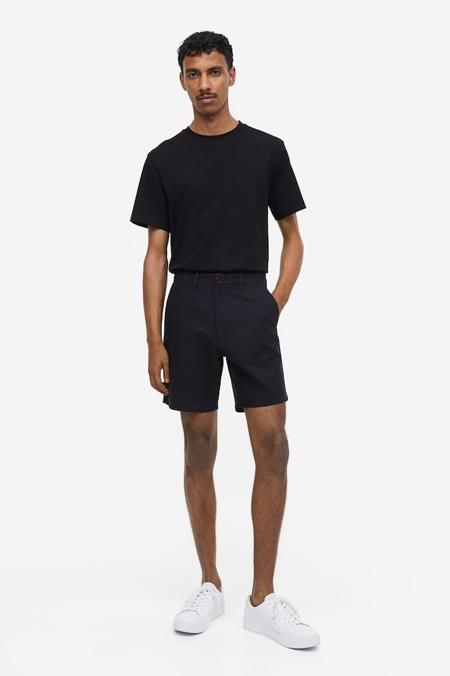 Regular Fit Cotton chino shorts - Navy blue/Beige - 1