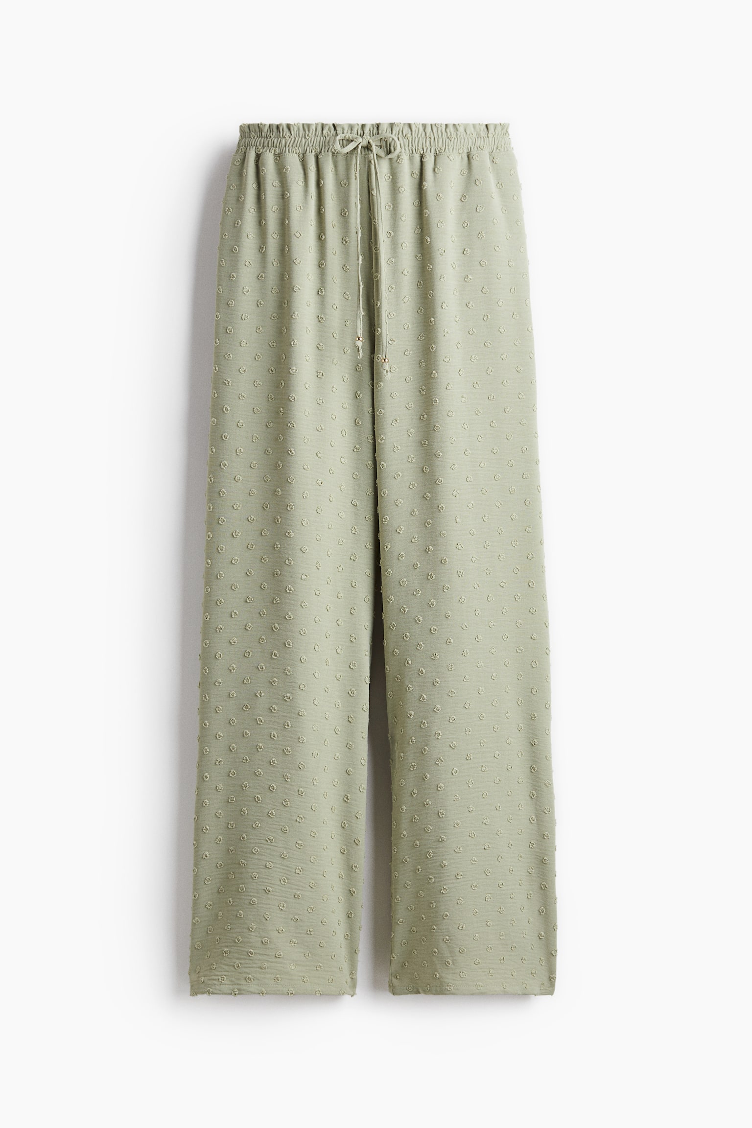 Женские брюки H&M Plumeti Drawstring, цвет: Светлый хаки зелёный — фото 1