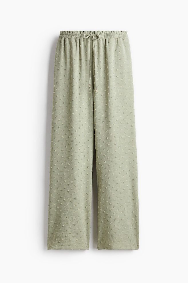 Pantalón plumeti con cordón de ajuste - Verde caqui claro/Negro - 1