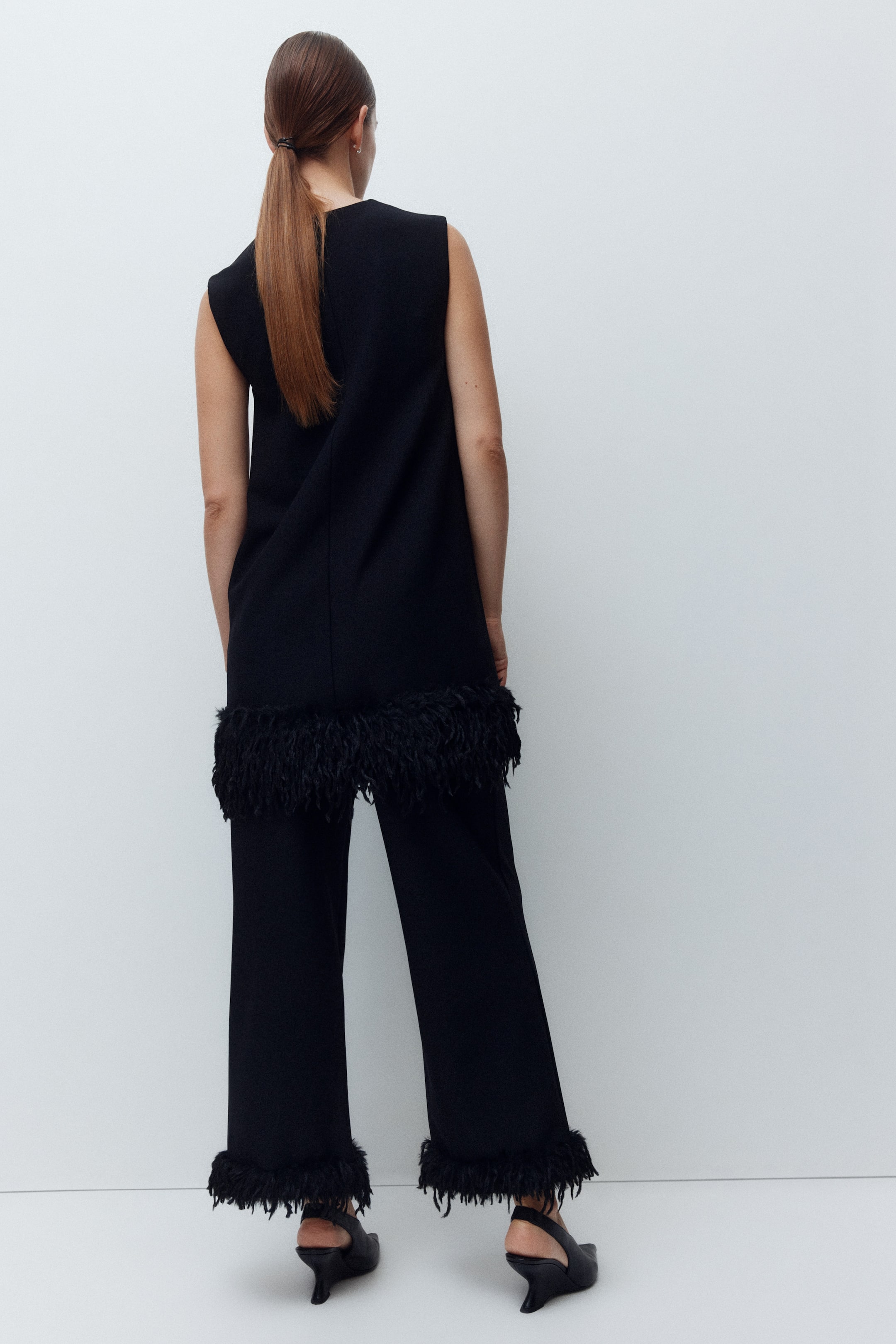 Vezi imaginea mai mare: MAMA Pantaloni cu franjuri - Negru - FEMEI | H&M RO 4