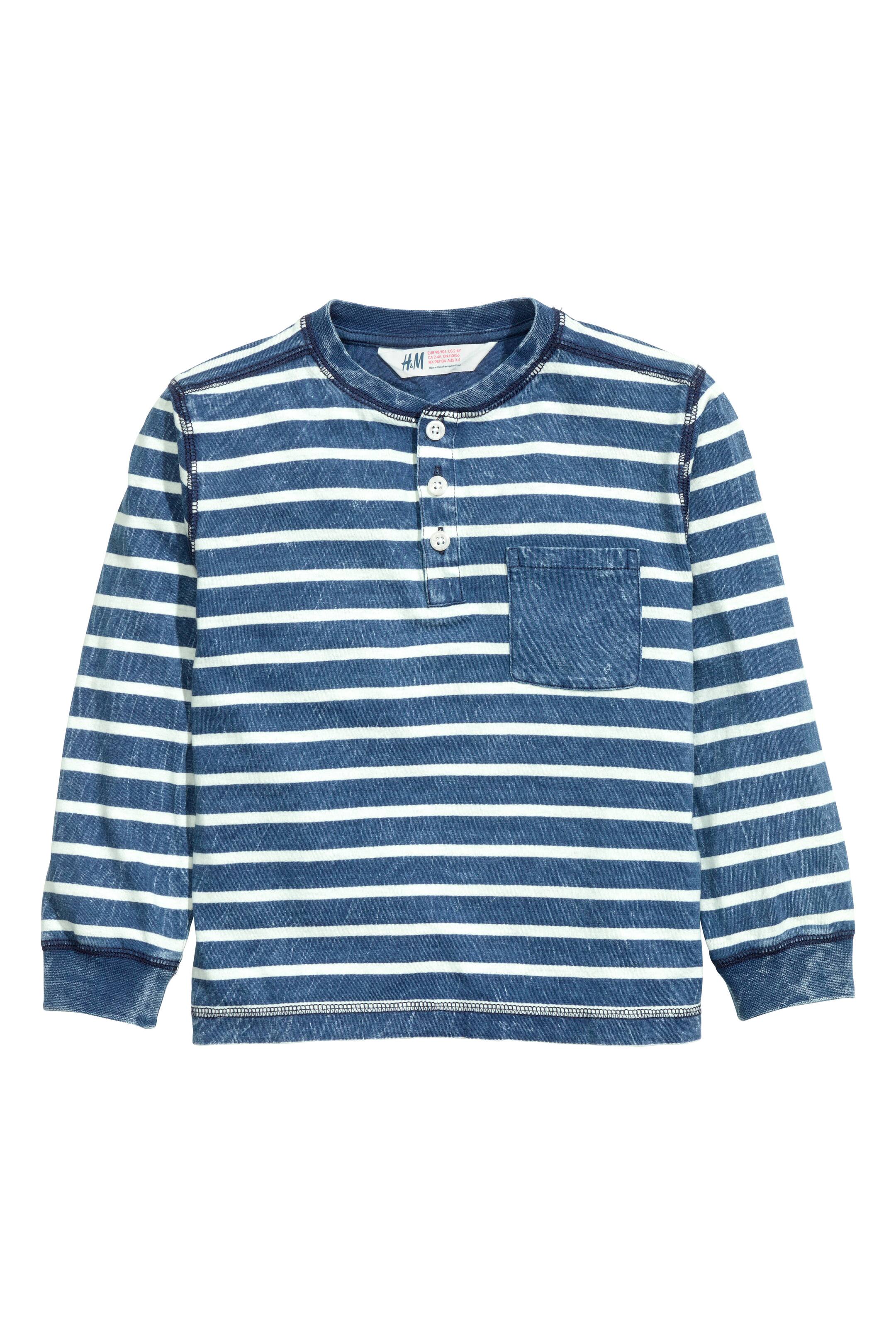 View larger image: Henley shirt - Blue/Striped - Kids | H&M GB 1