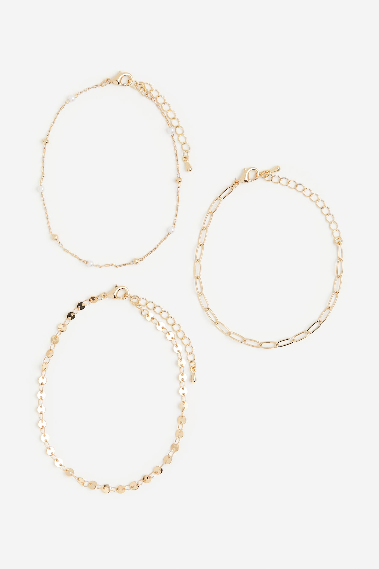 3pack Anklets Goldcolored/white Ladies H&M US