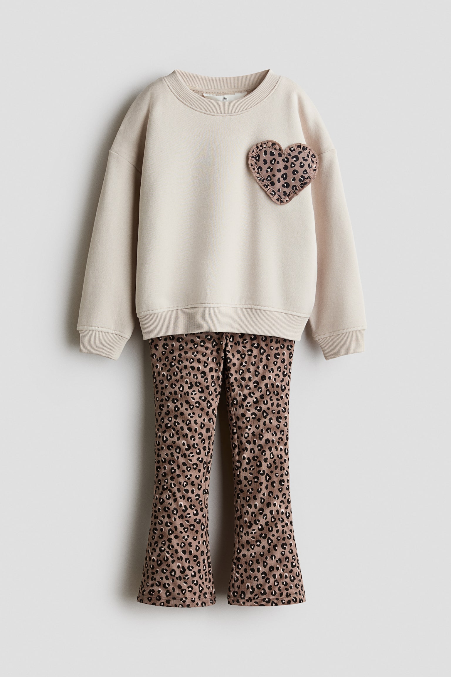 2-Piece Appliquéd Set - Light beige/leopard print/Heather purple/floral/Dusty pink/floral