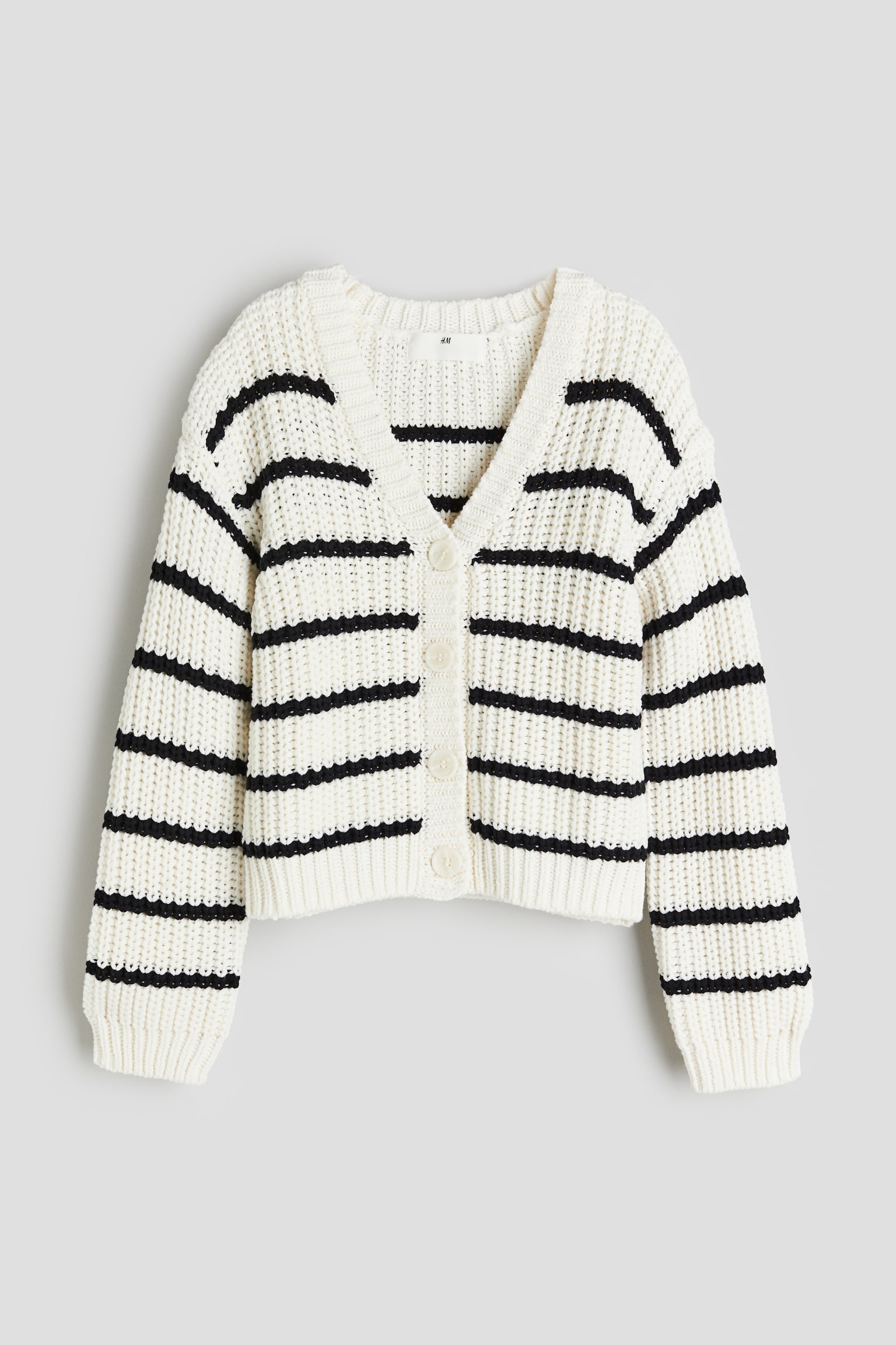 Knit Cardigan - White/Black stripe - 1