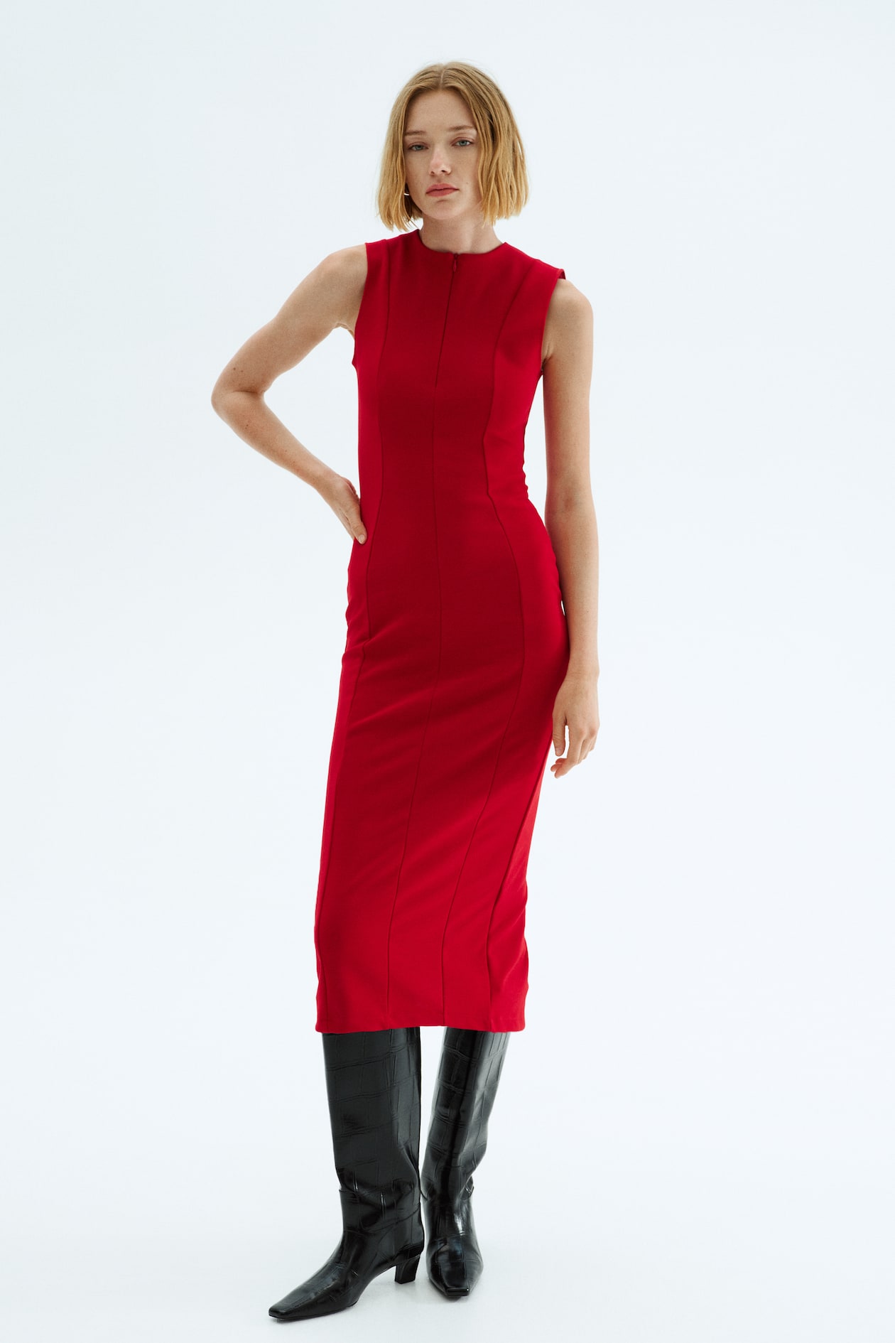 Women's Red Interlock bodycon dress | H&M