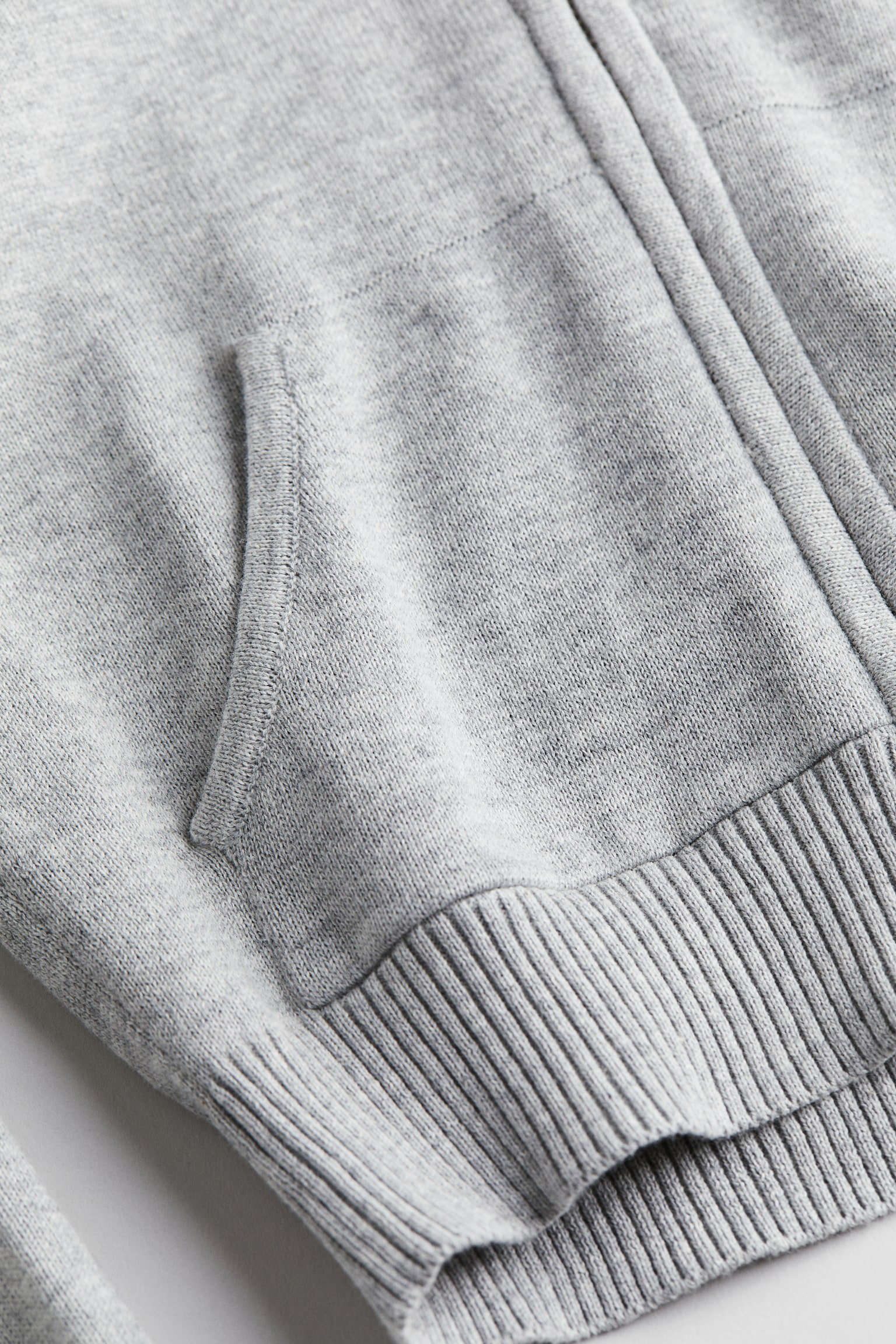 Knitted zip-through hoodie - Light grey marl/Light beige - 4