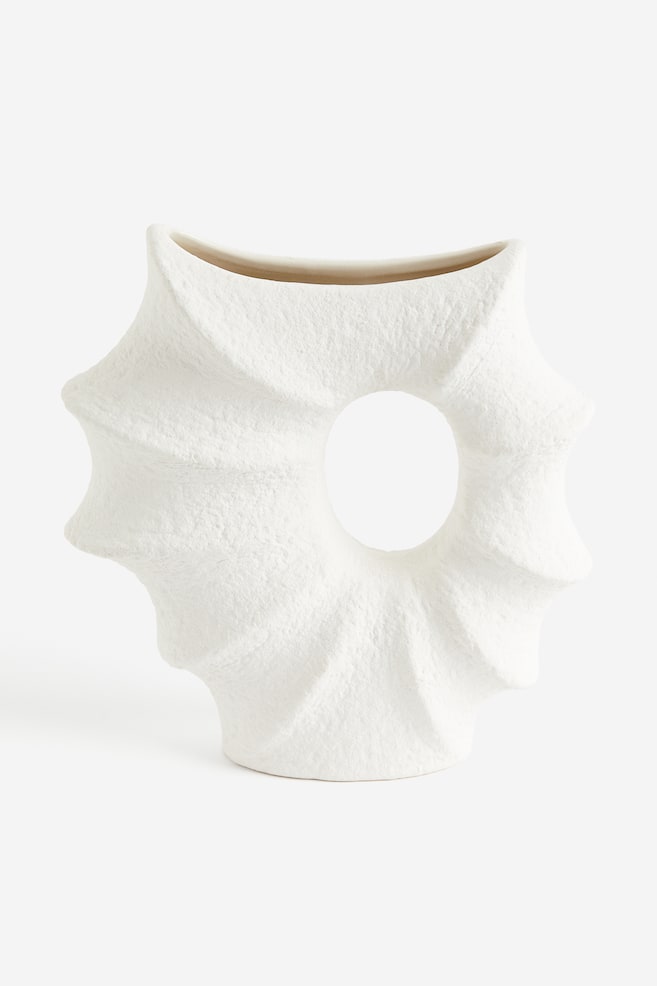 Vase aus Steingut - Weiß - 1