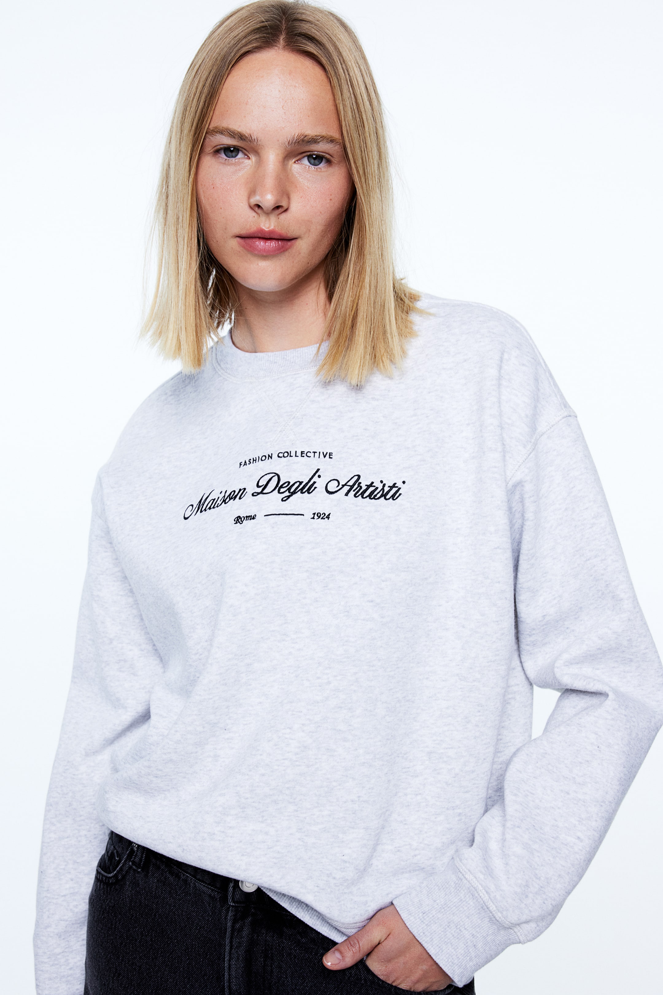 Sweatshirt - Crew-neck - Long sleeve - Light grey marl - Ladies | H&M GB